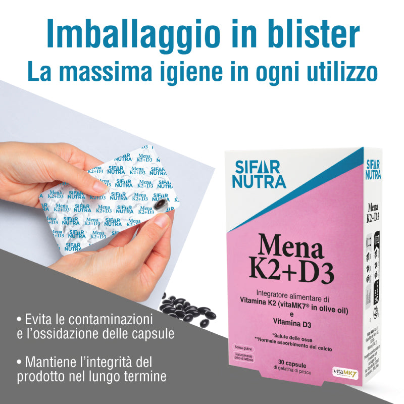 Sifar Nutra Bone Mena K2+D3 capsule 30 capsule vitamina D3 ossa