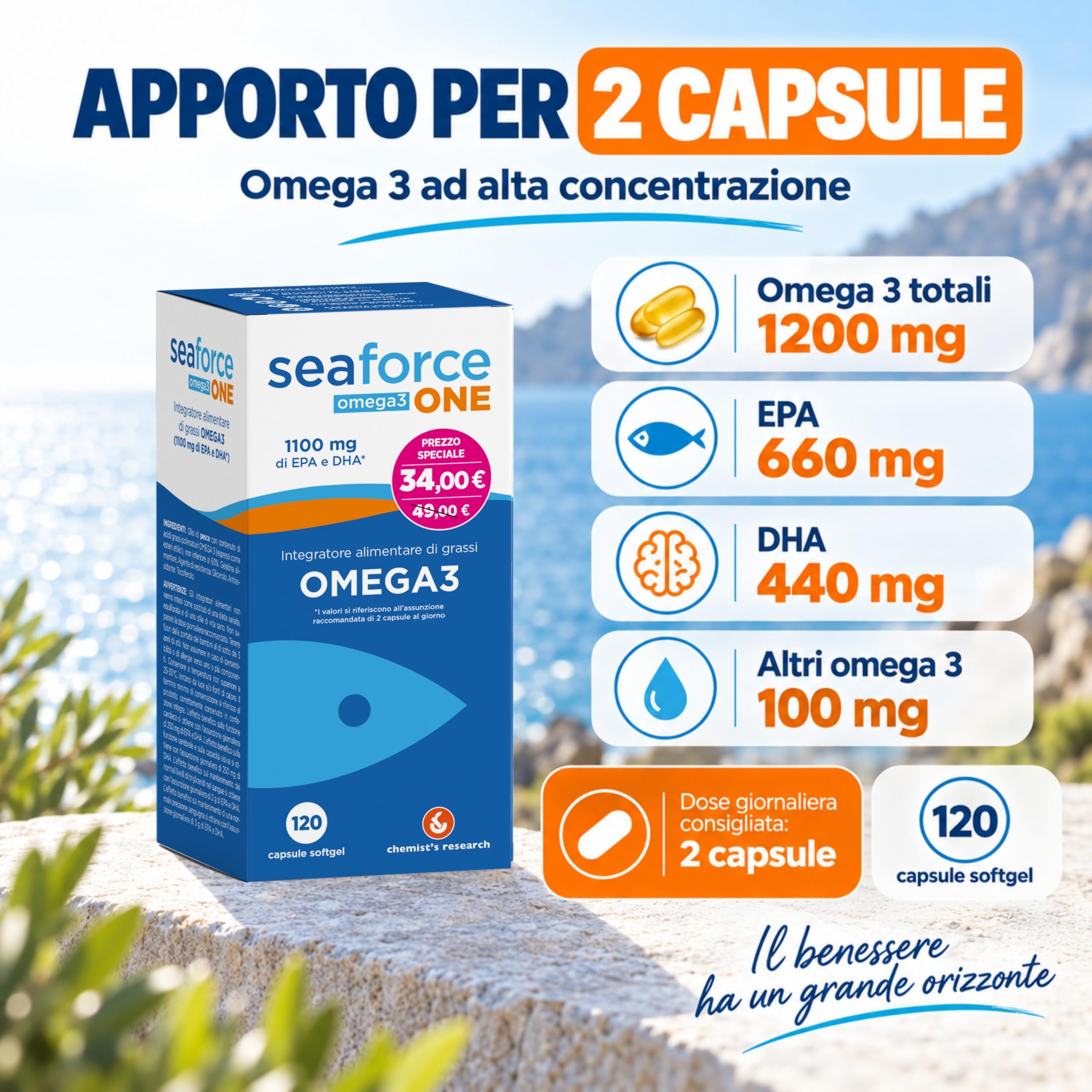 Chemist's Research SeaForce One Omega-3 120 Capsule EPA DHA