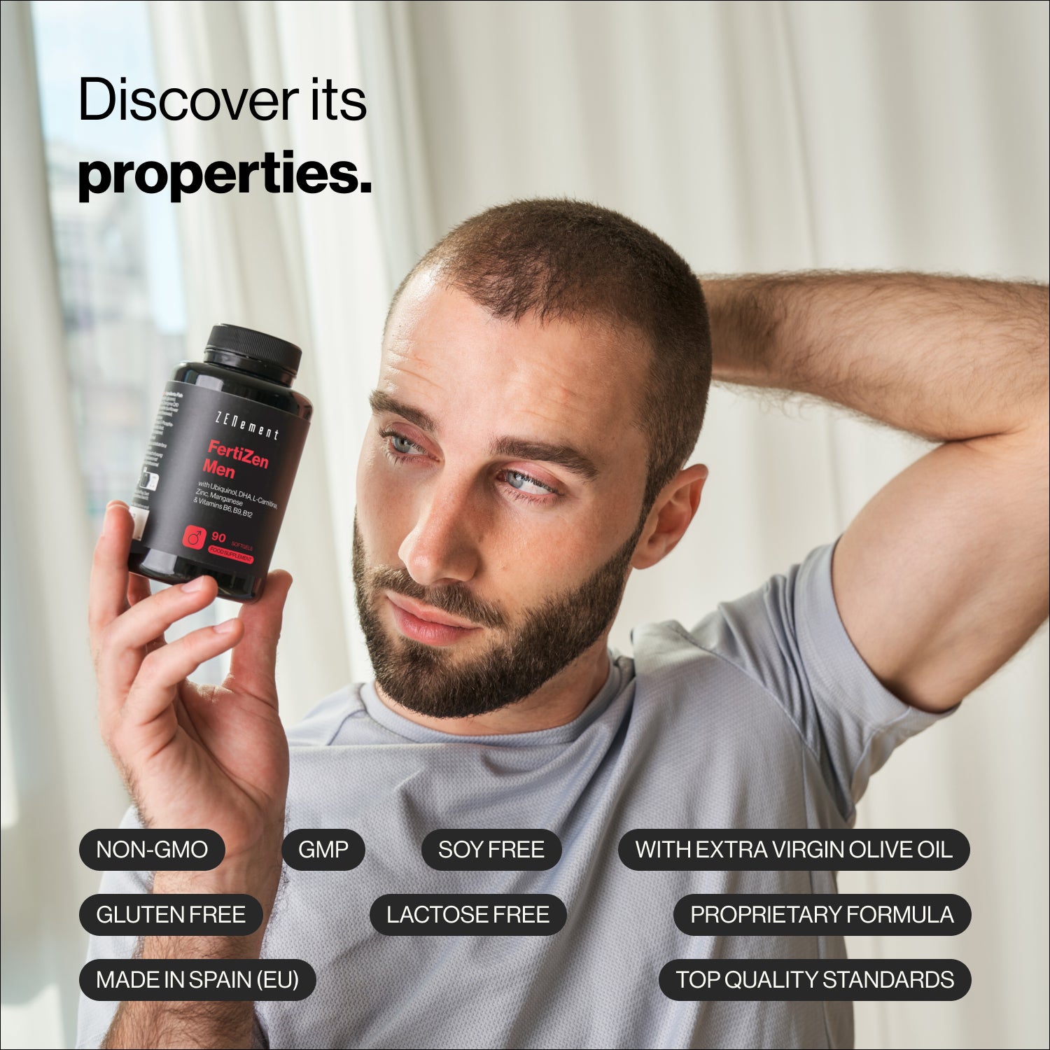 Zenement Salute Maschile FertiZen Uomo Ubichinolo DHA L-Carnitina Zinco Manganese Vitamine B6 B9 B12 90 Capsule