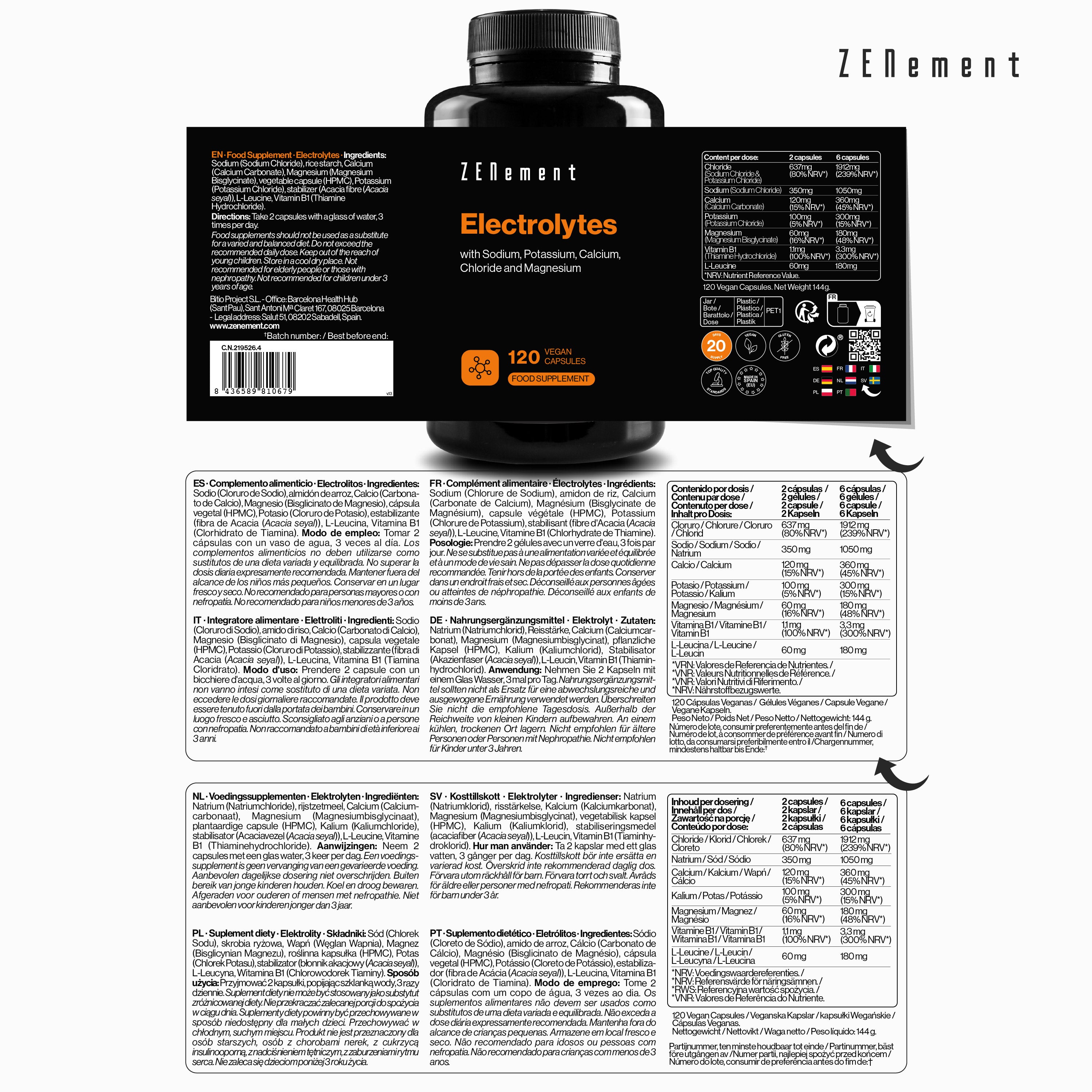 Zenement Sport Elettroliti integratore 120 capsule senza zucchero