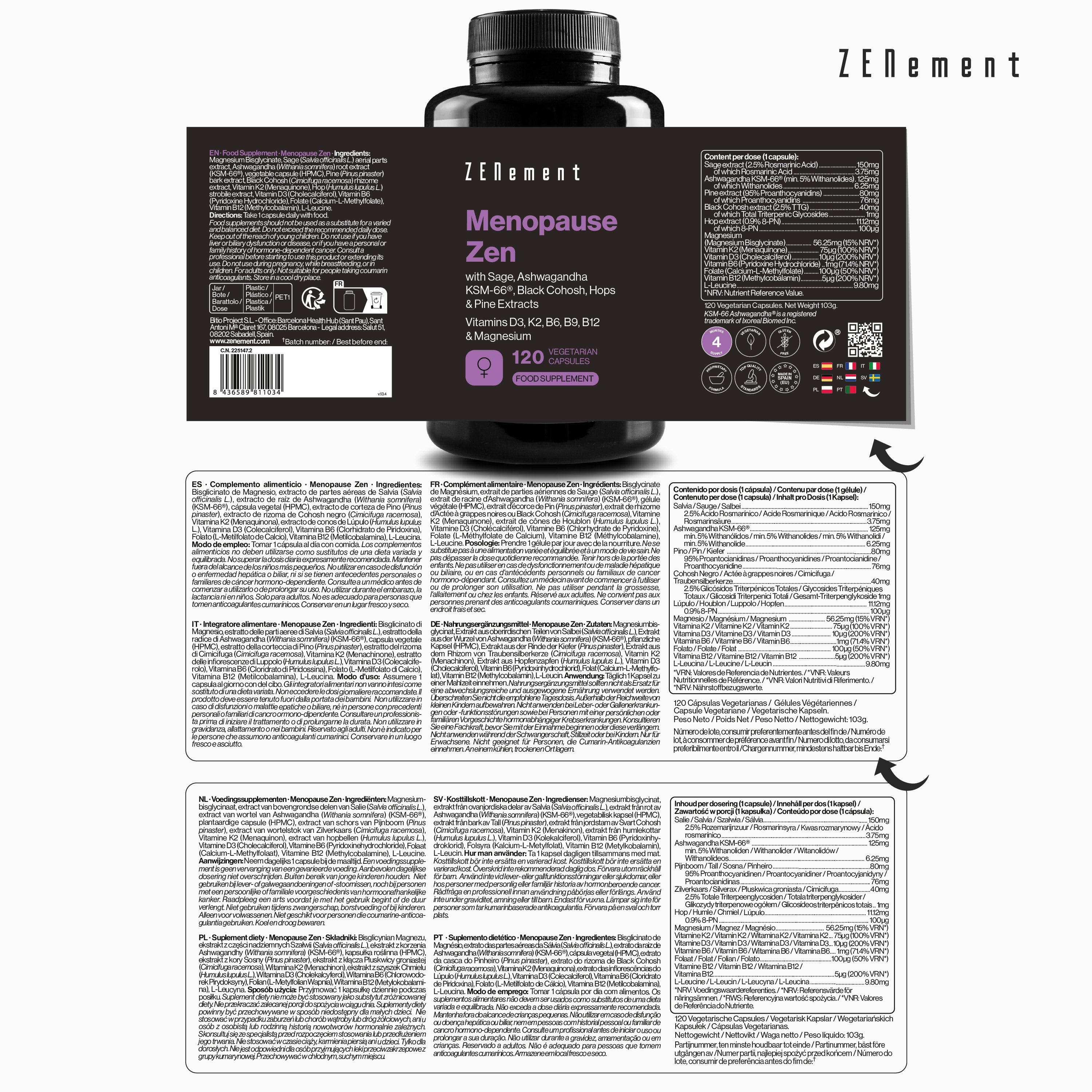 Zenement Menopause Zen integratore 120 capsule vegetariane