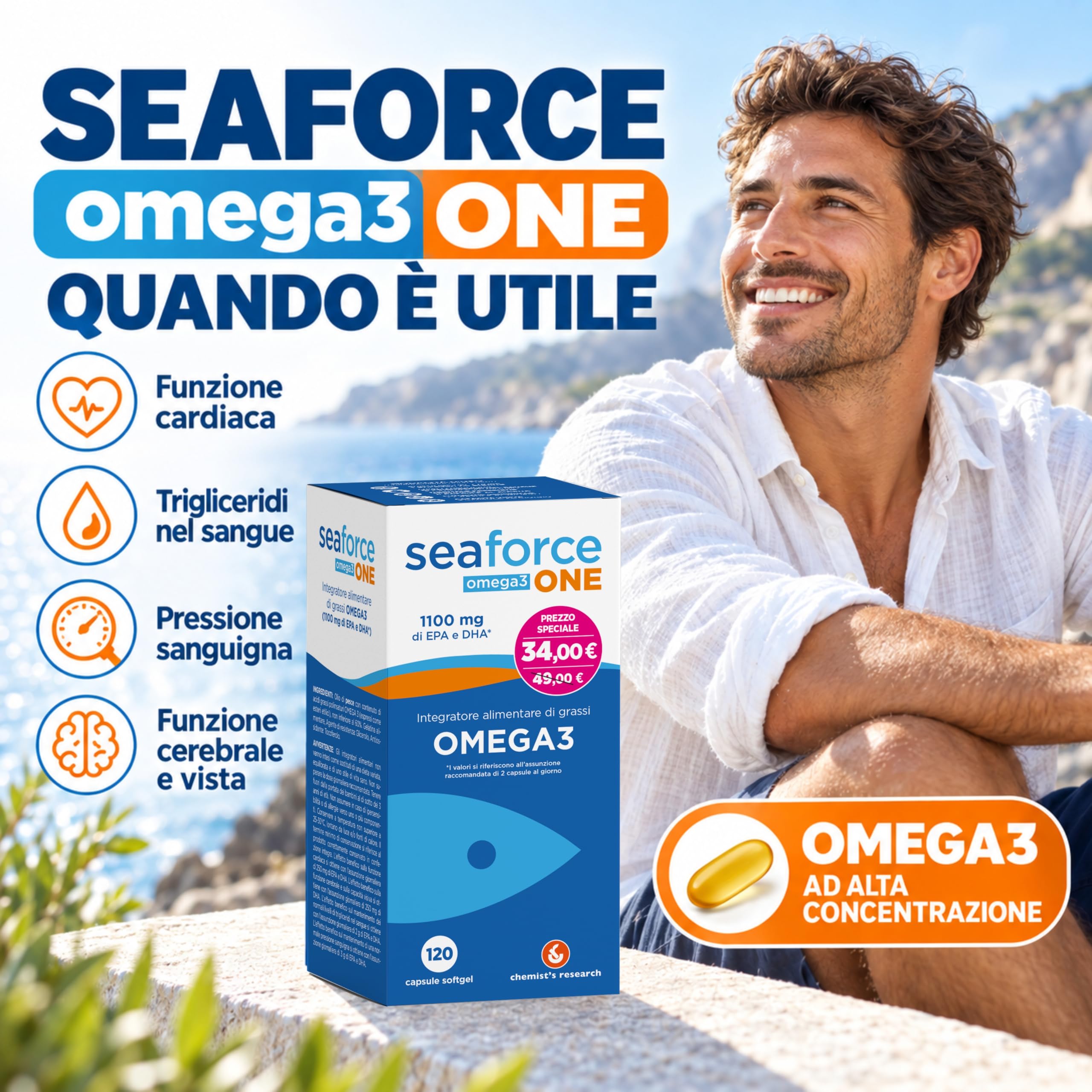 Chemist's Research SeaForce One Omega-3 120 Capsule EPA DHA