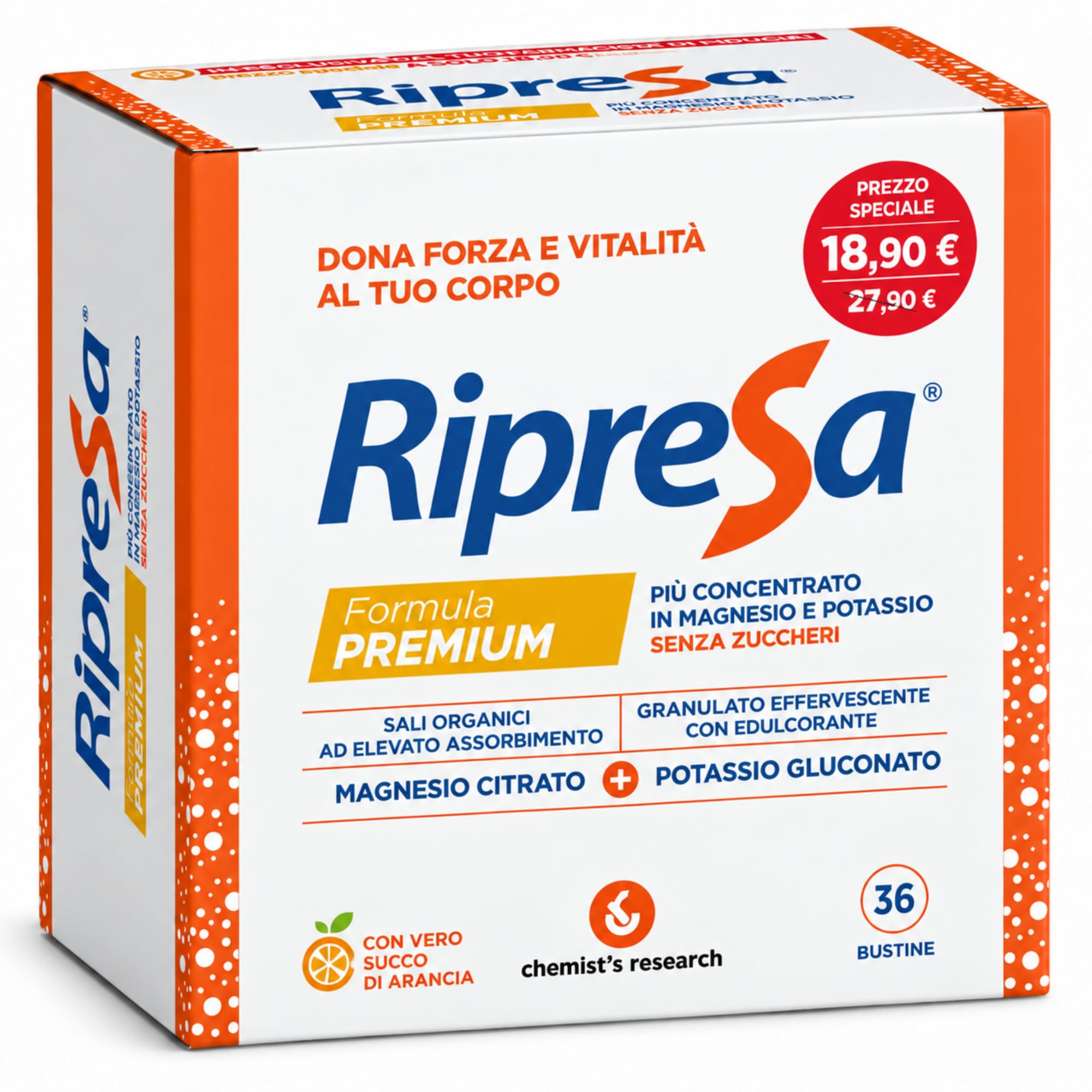 Chemist's Research Ripresa Premium Sali Minerali Arancia 36 Bustine