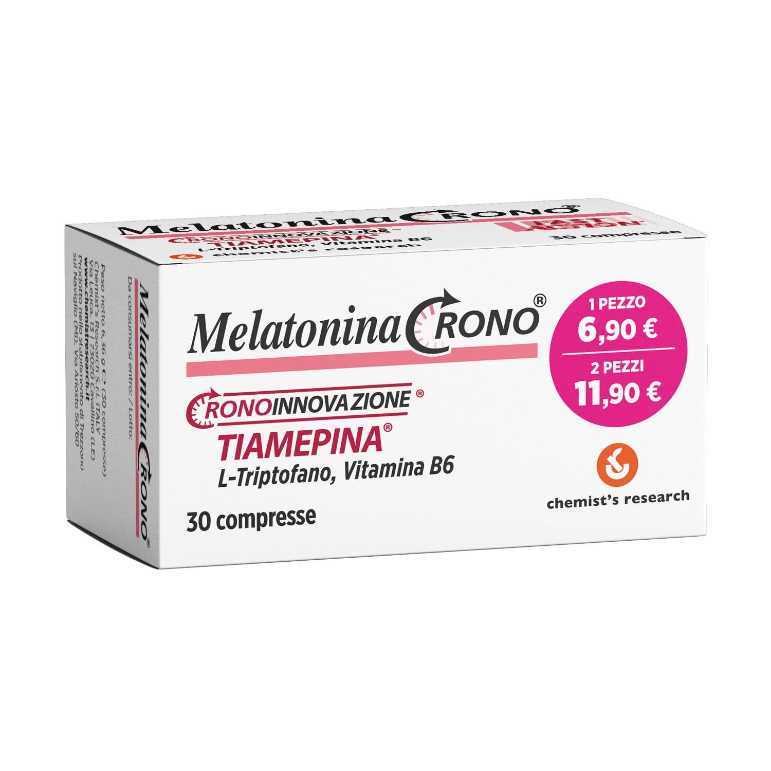 Chemist's Research Melatonina Crono Sonno 2x30 Compresse Stress