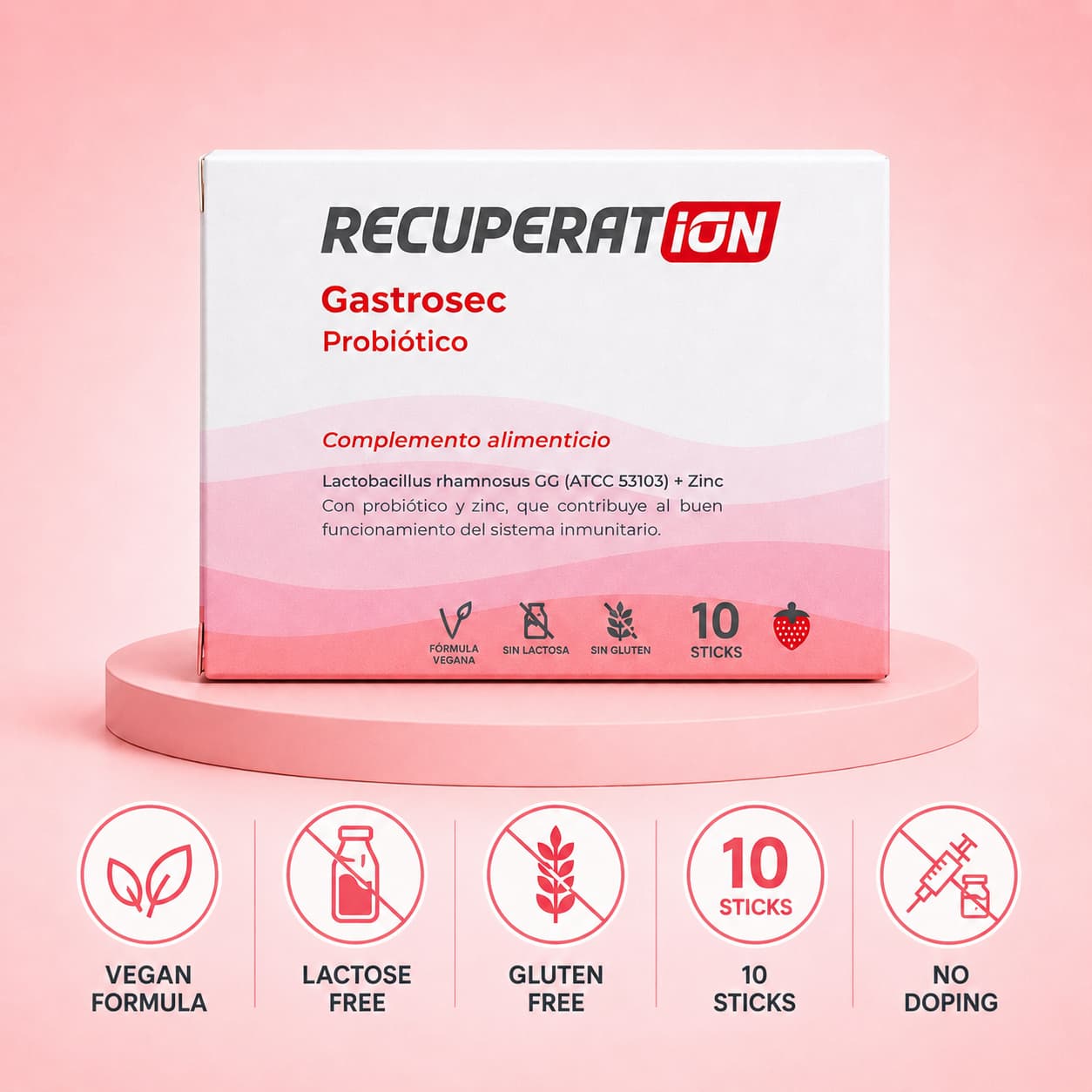 Recuperat-ion Gastrosec probiotico 10 stick arancia fragola zinco