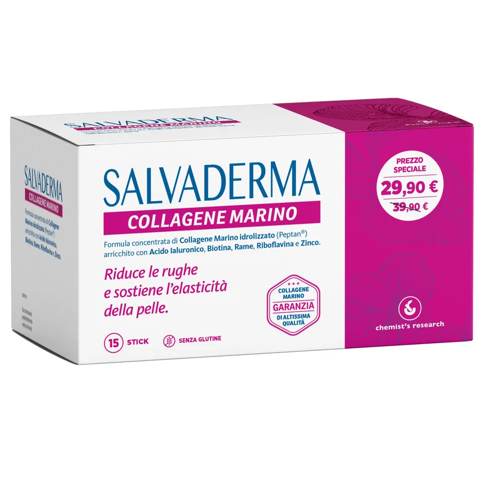 Chemist's Research Salvaderma Collagene Marino Integratore 15 Stick Ialuronico