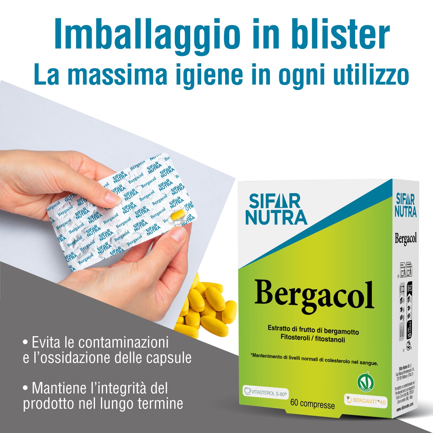 SIFAR NUTRA Bergacol integratore colesterolo 120 compresse 60 giorni