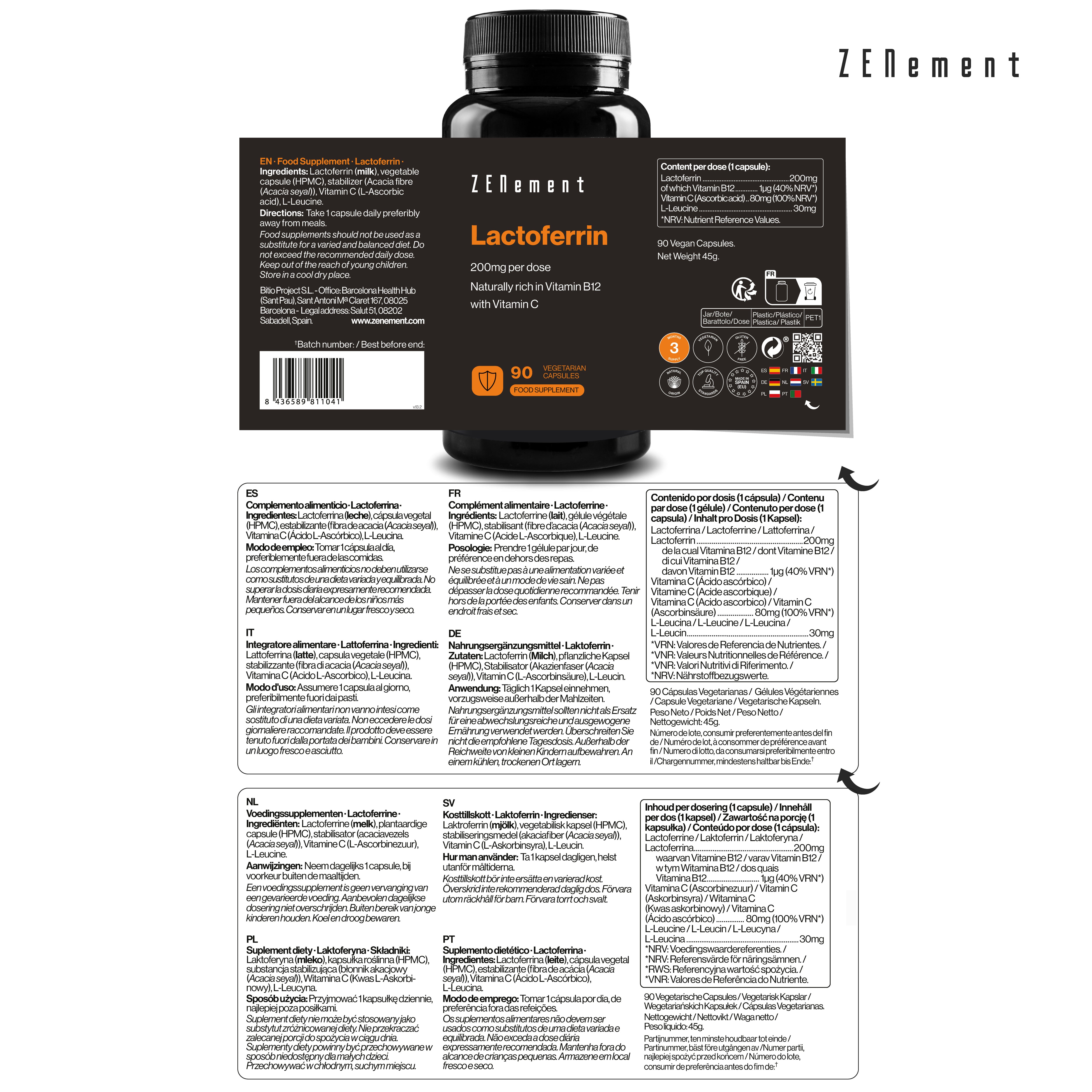 Zenement Immunitario Lattoferrina 200 mg capsule 90 con C