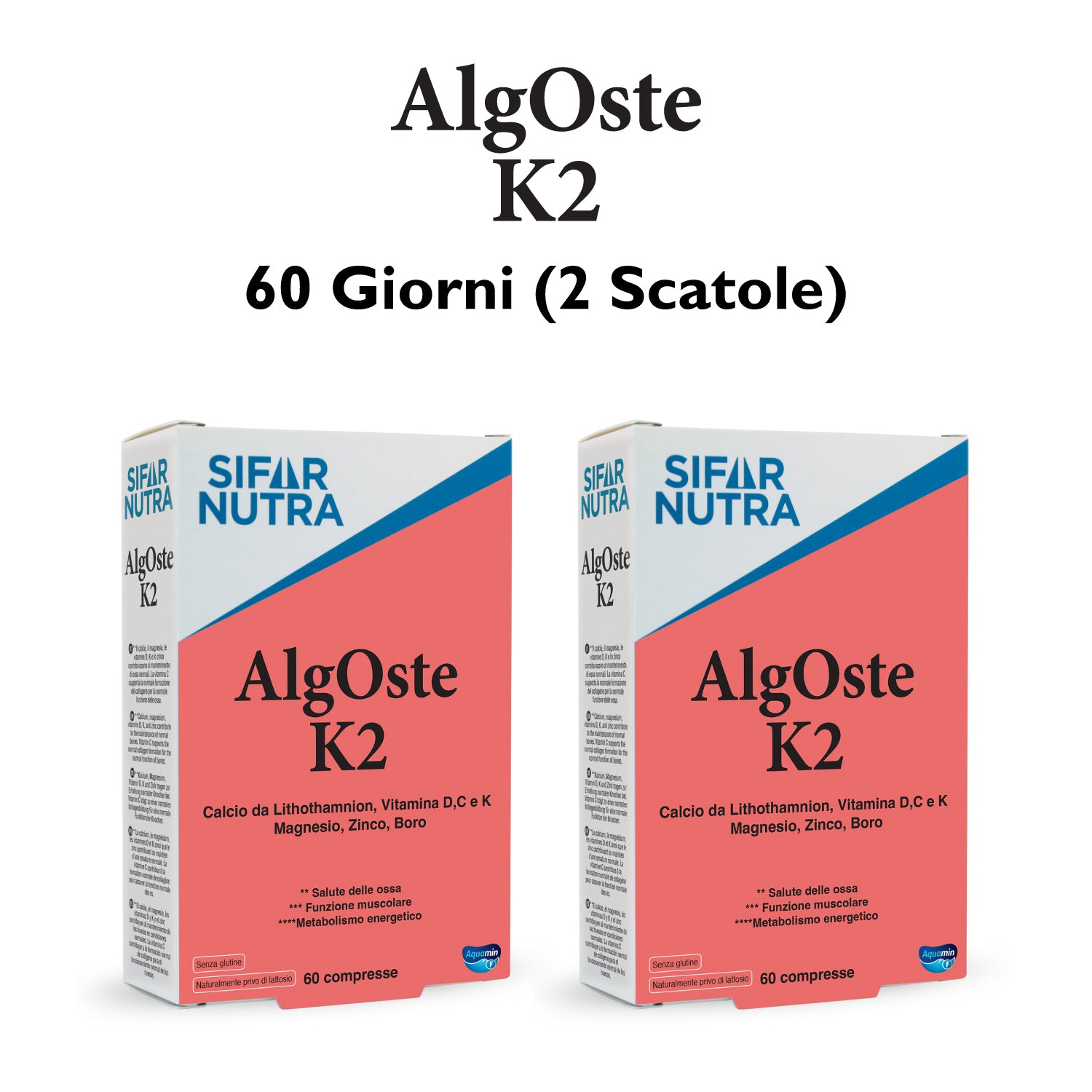 Sifar Nutra Bone Health Algoste K2 integratore ossa 120 compresse 2 box