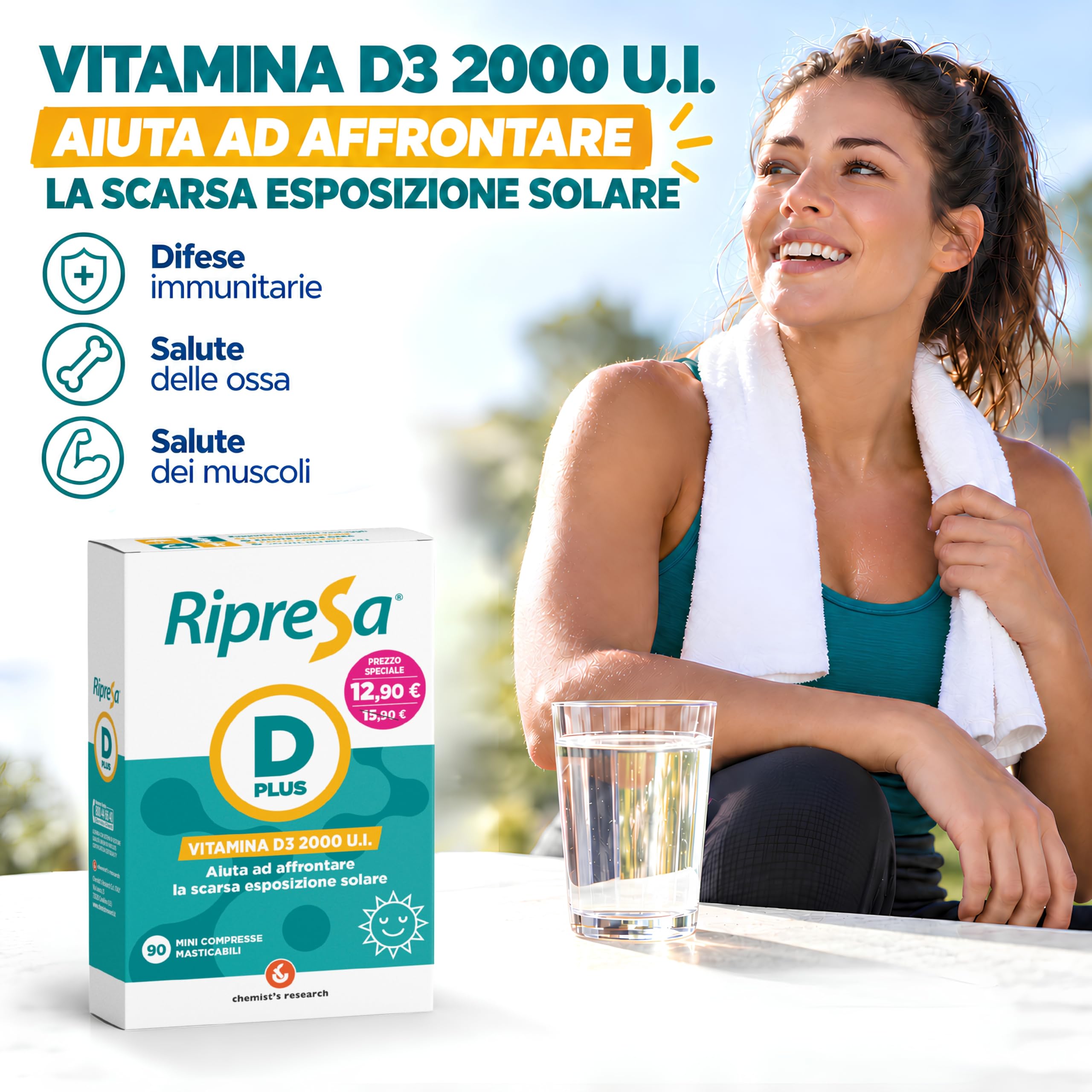 Chemist's Research Ripresa D Plus integratore vitamina D3 90 compresse
