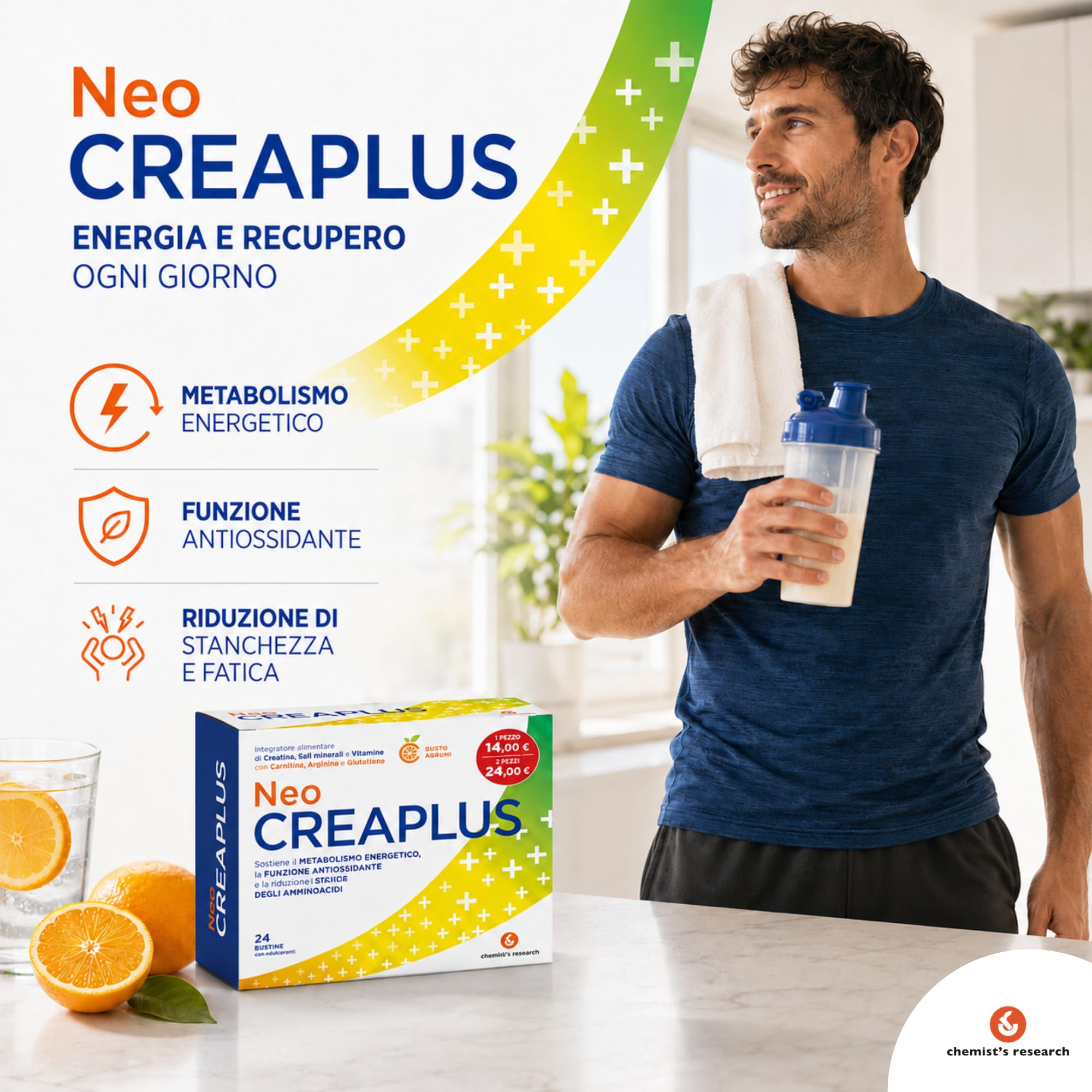 Chemist's Research Ripresa Neo Creaplus Integratore 24 Bustine Agrumi x2