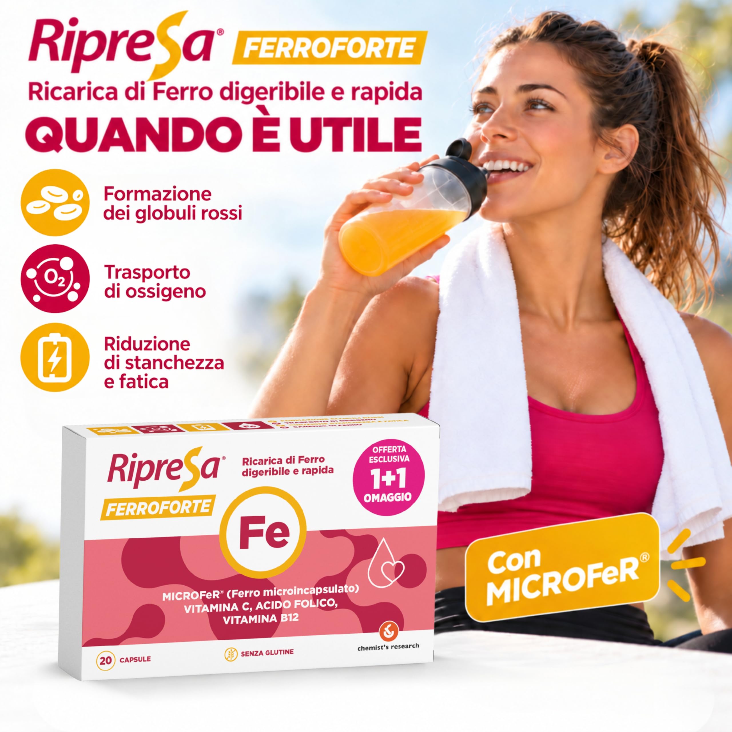 Chemist's Research Ripresa Ferroforte Ferro 20 Capsule Singola