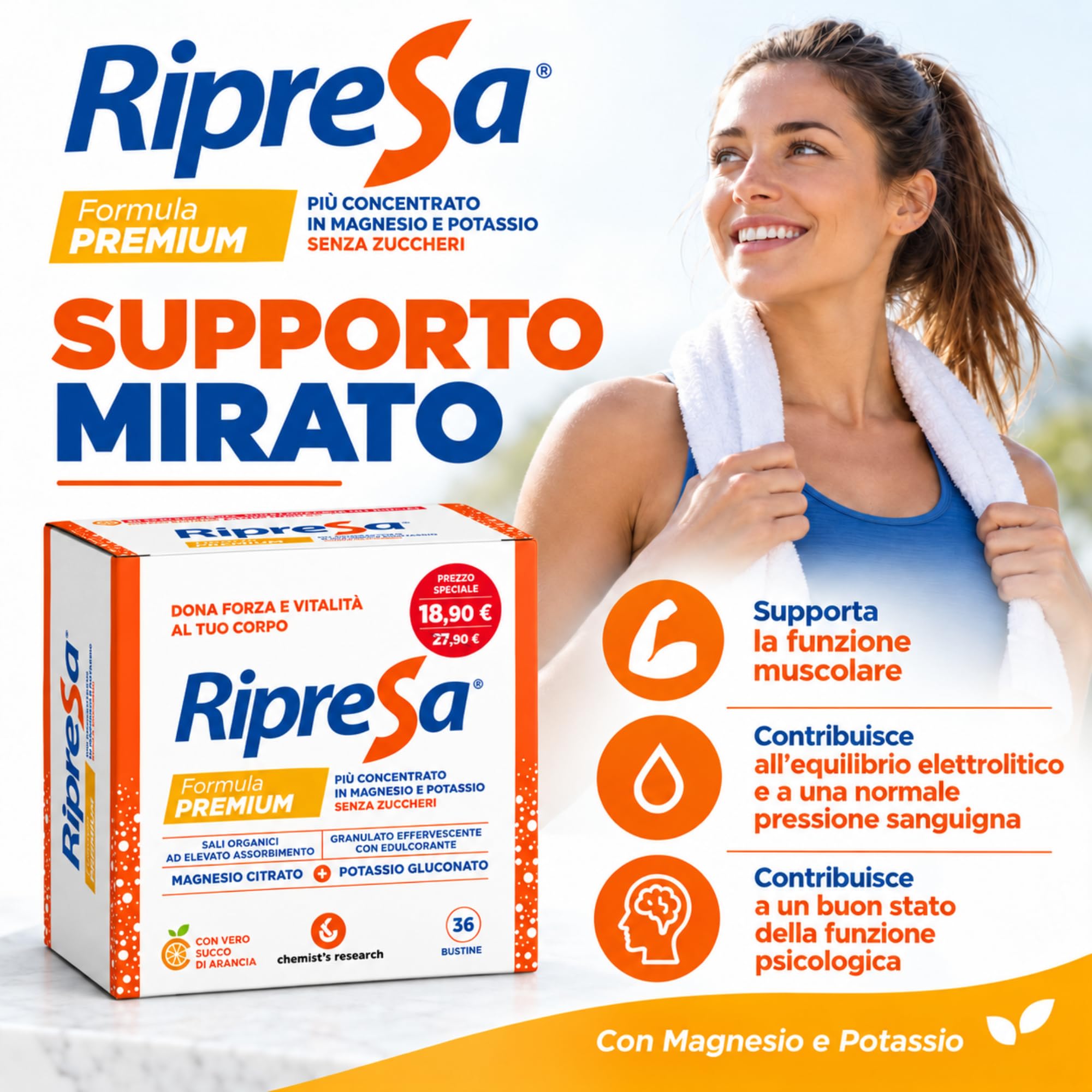 Chemist's Research Ripresa Premium Sali Minerali Arancia 36 Bustine