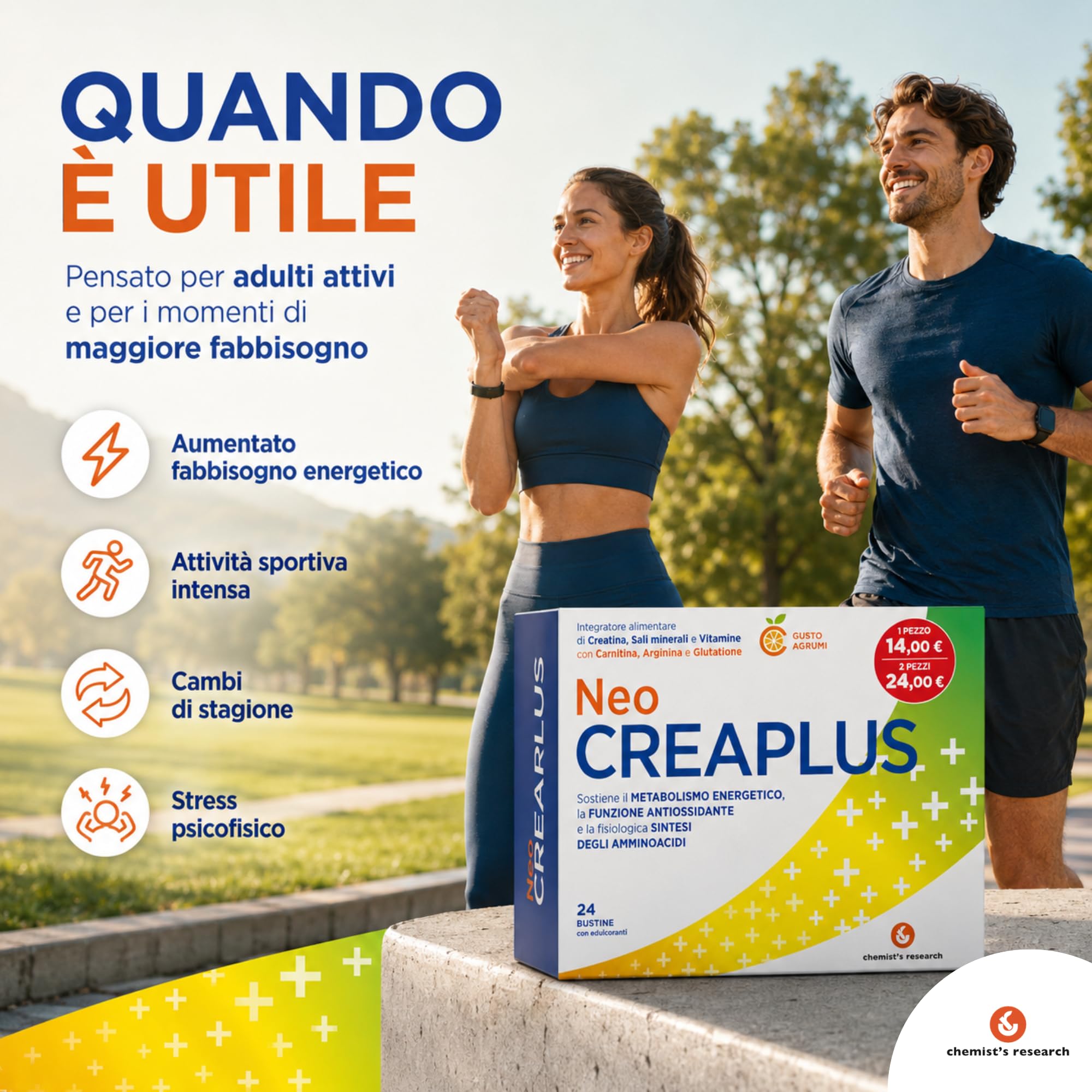 Chemist's Research Ripresa Neo Creaplus Integratore 24 Bustine Agrumi x2