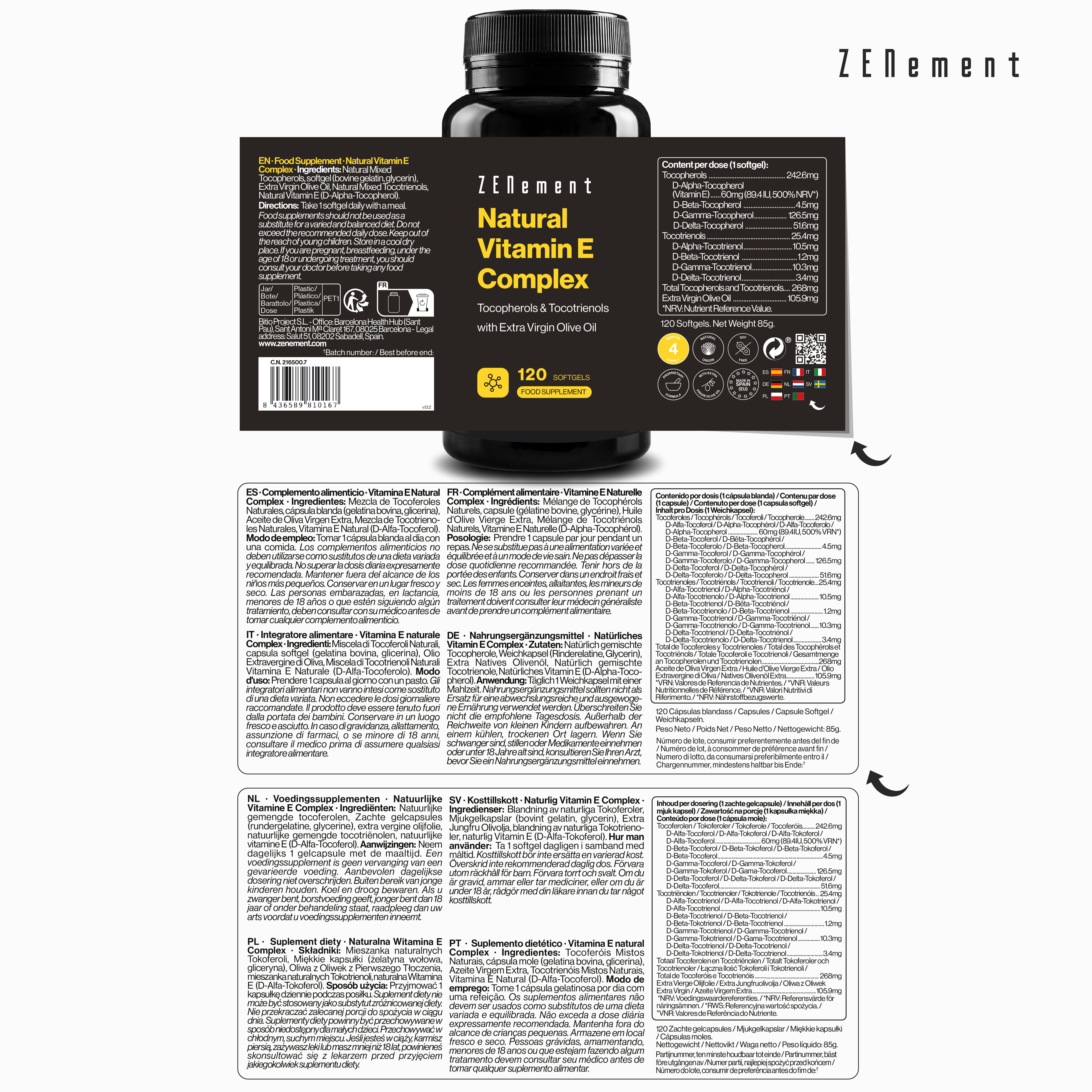 Zenement Vitamina E Complex integratore 120 capsule softgel