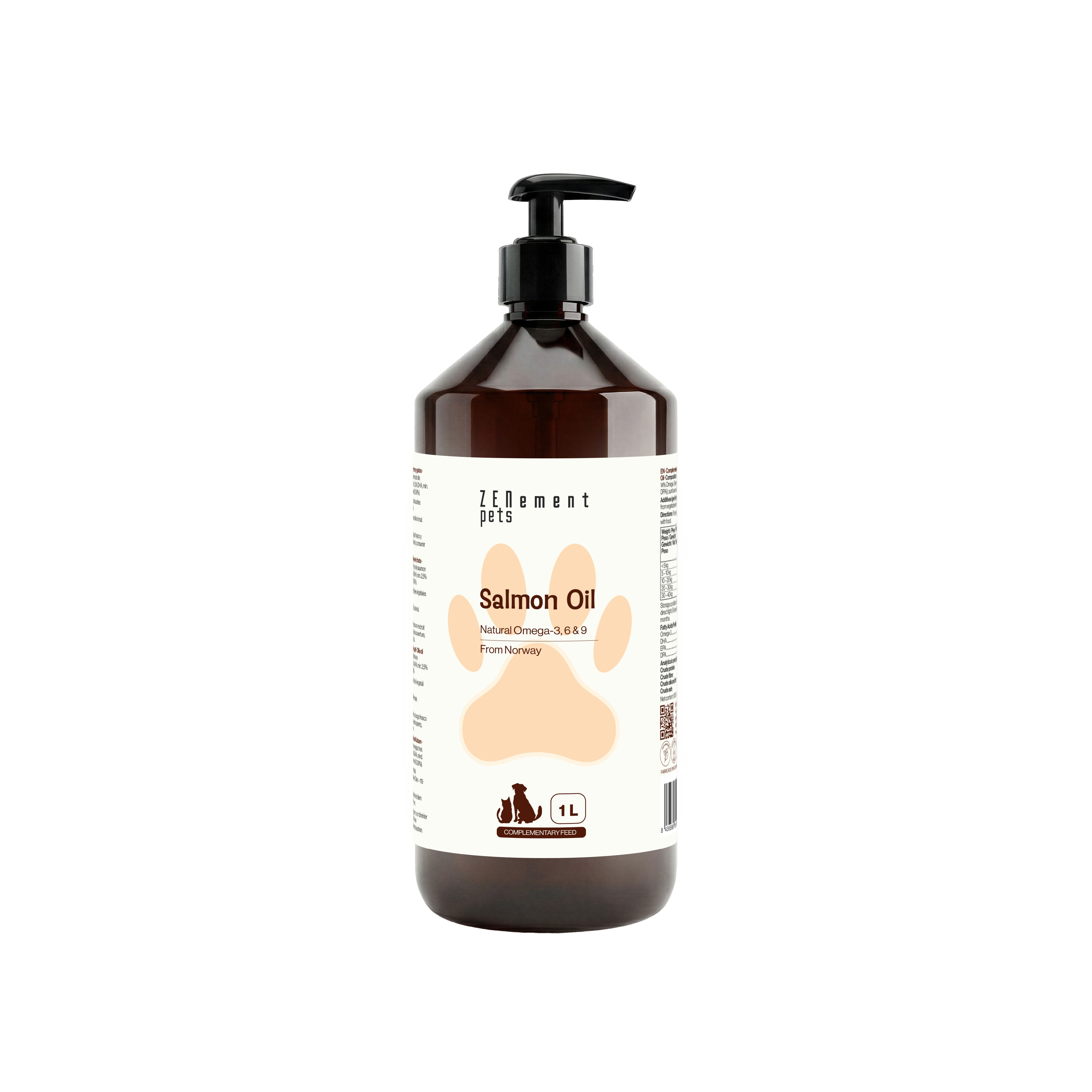 Zenement Olio di salmone Omega-3 olio 1000 ml norvegese