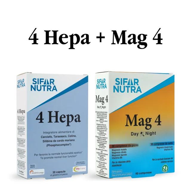 SIFAR NUTRA Liver Health 4 Hepa + Mag 4 Detox Fegato Bundle