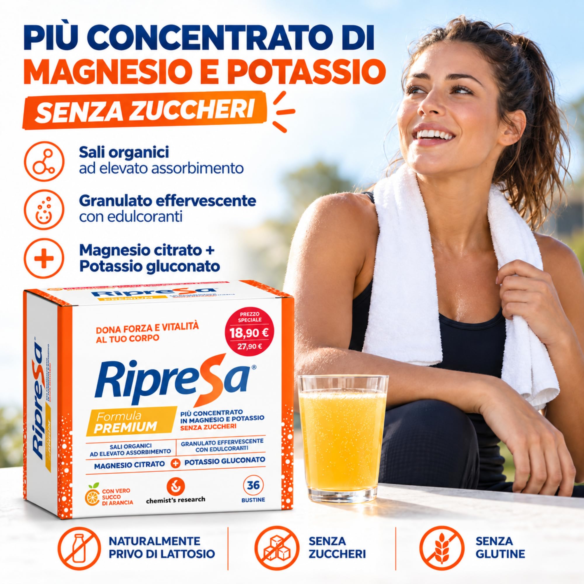 Chemist's Research Ripresa Premium Sali Minerali Arancia 36 Bustine