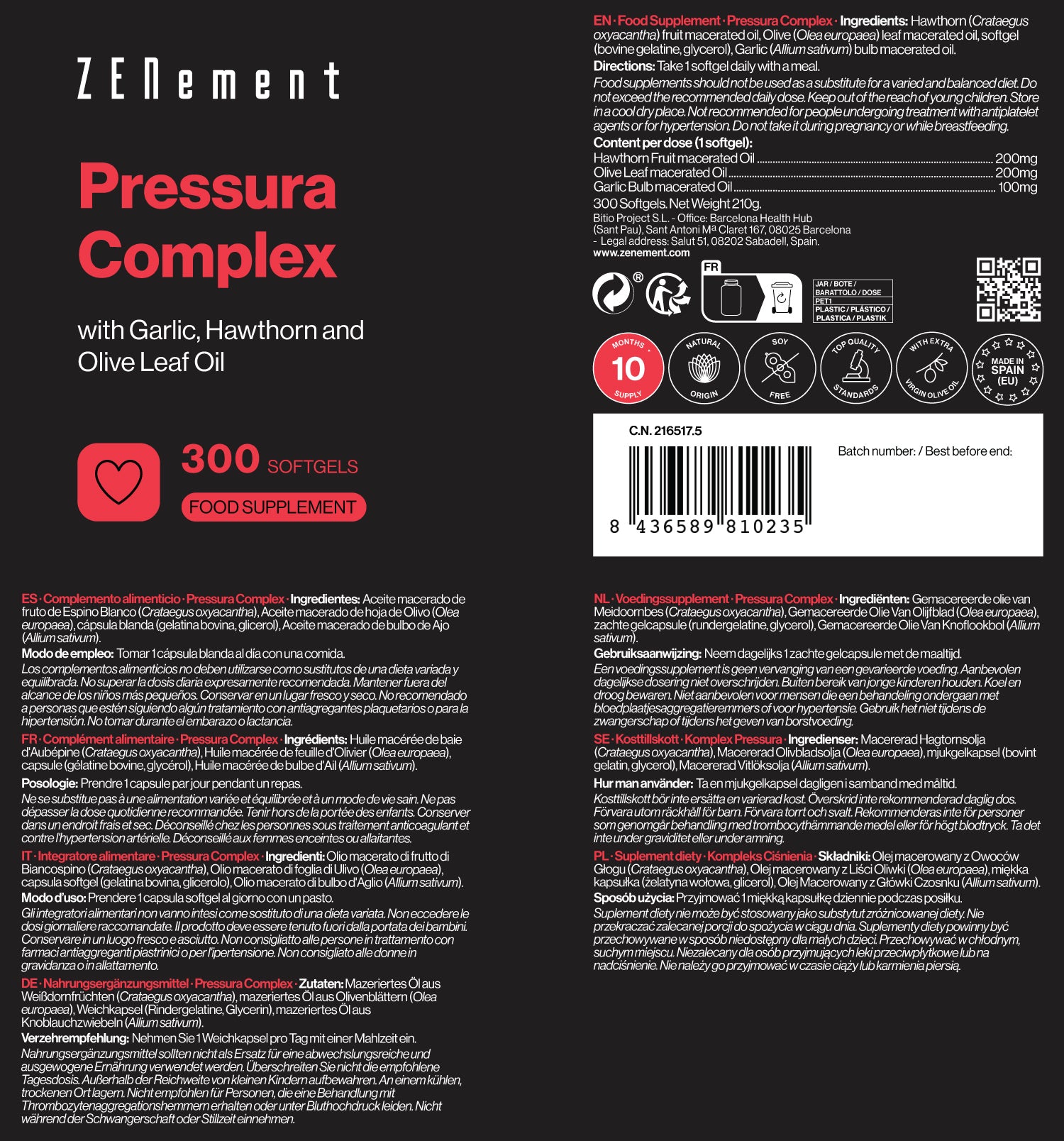 Zenement Cardiovascolare Pressura Complex softgel 300 aglio