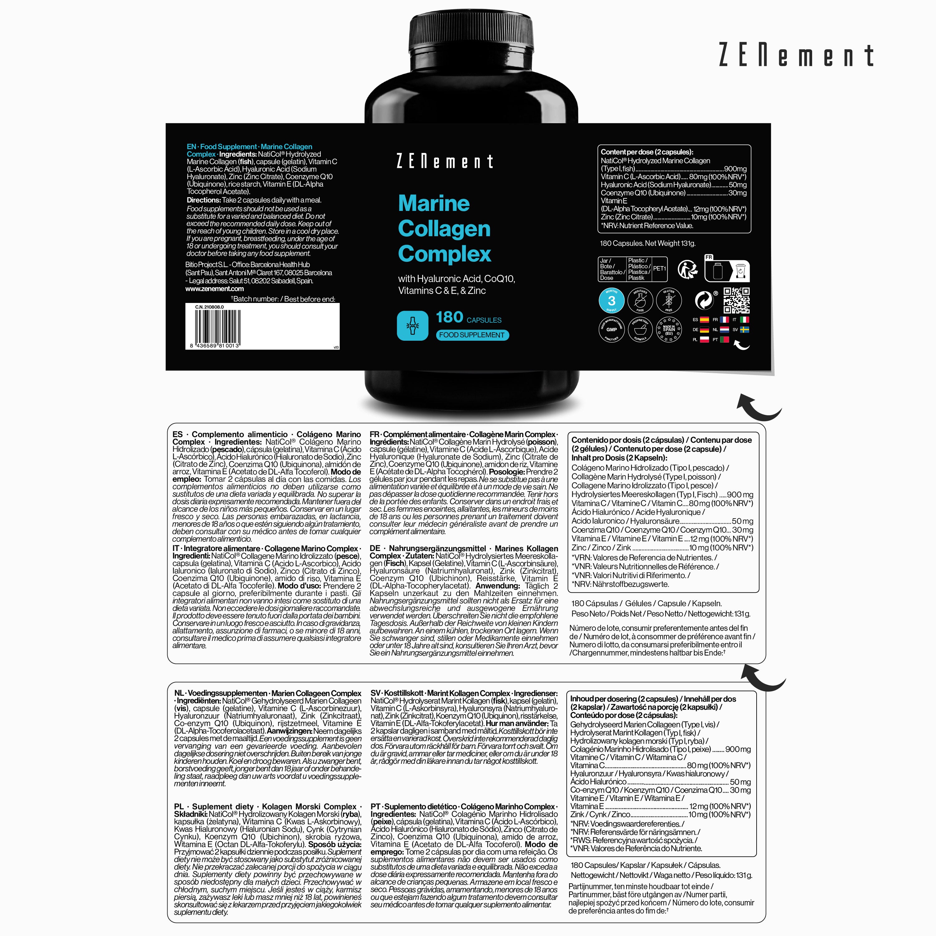 Zenement Collagene Marino Complex 180 capsule pelle