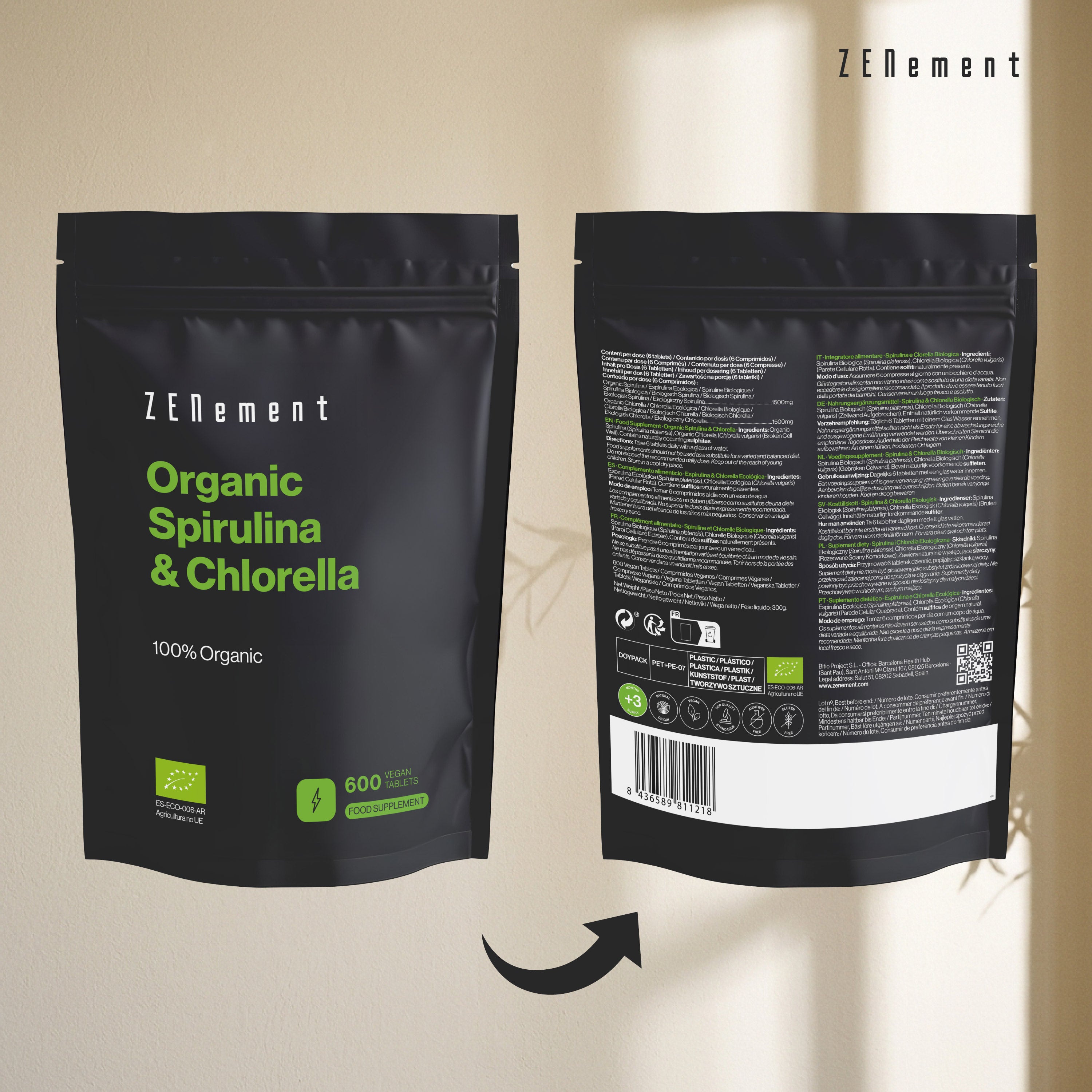 Zenement Spirulina Clorella Bio Integratore 600 Compresse