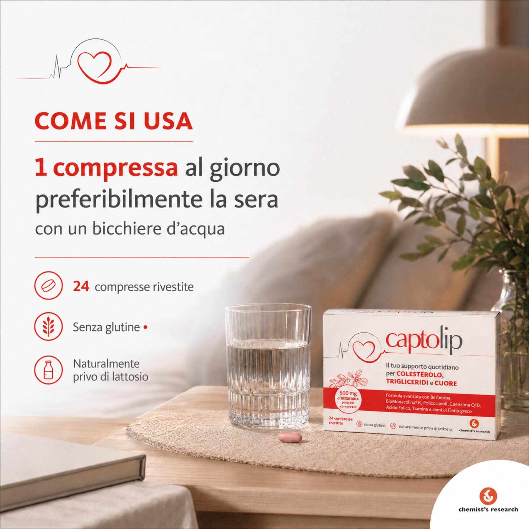 Chemist's Research Captolip Integratore 24 Compresse x2 Colesterolo