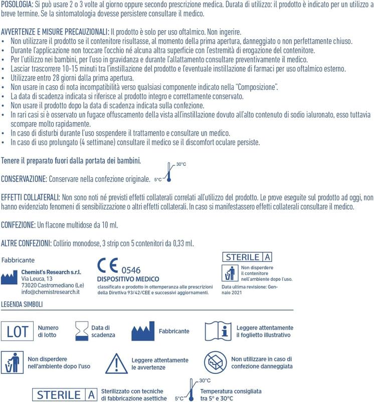 Chemist's Research Iriplus gocce oculari 10 ml ialuronato 0,4%