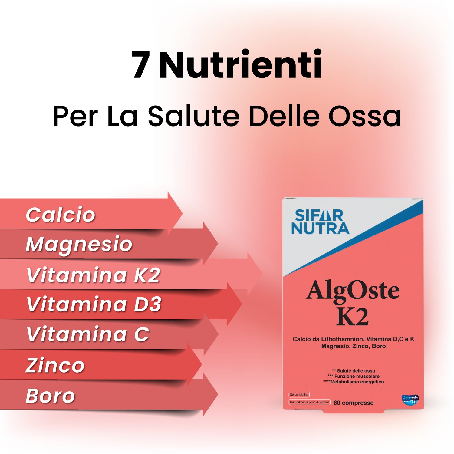 Sifar Nutra Bone Health Algoste K2 integratore ossa 120 compresse 2 box