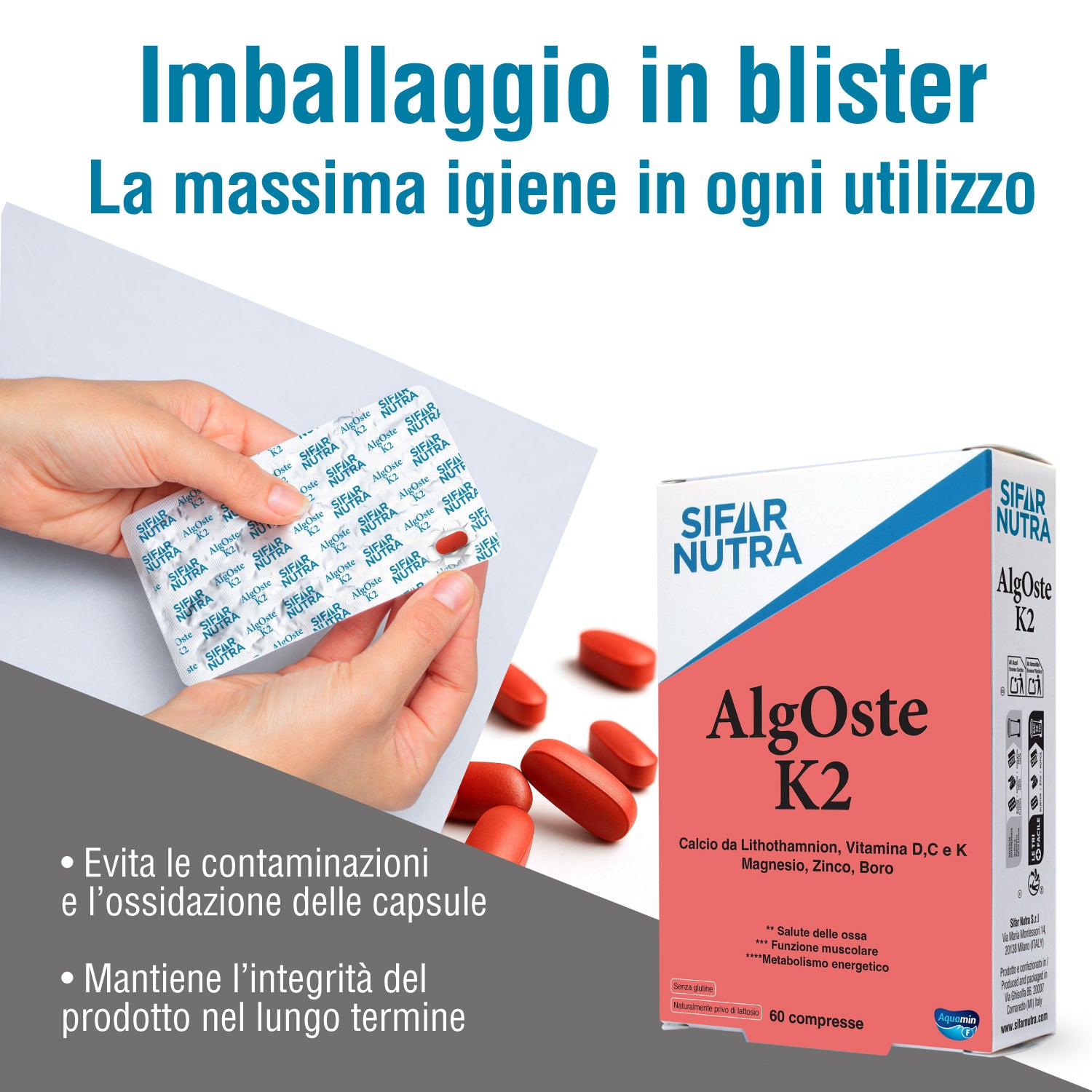 Sifar Nutra Bone Health Algoste K2 integratore ossa 120 compresse 2 box