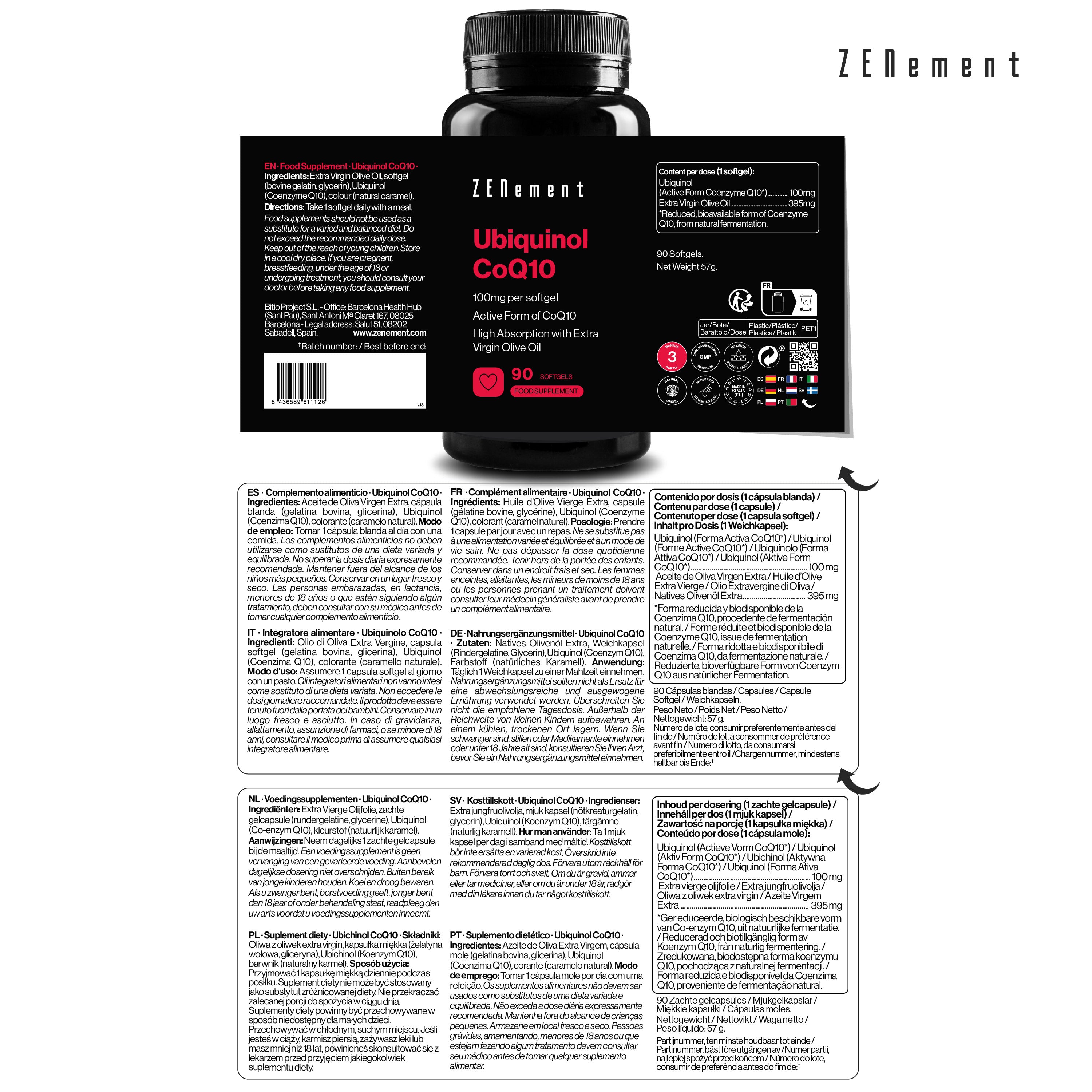 Zenement Longevità Ubiquinolo CoQ10 100 mg 90 Softgel