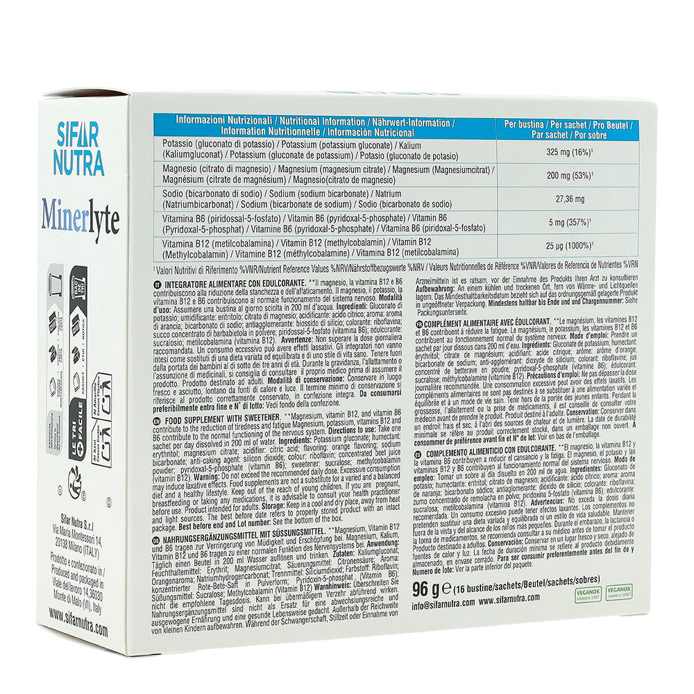 Sifar Nutra Minerlyte elettroliti 16 bustine vitamine B6 B12