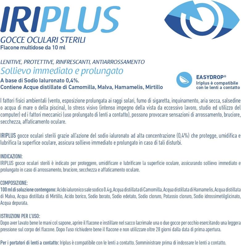 Chemist's Research Iriplus gocce oculari 10 ml ialuronato 0,4%