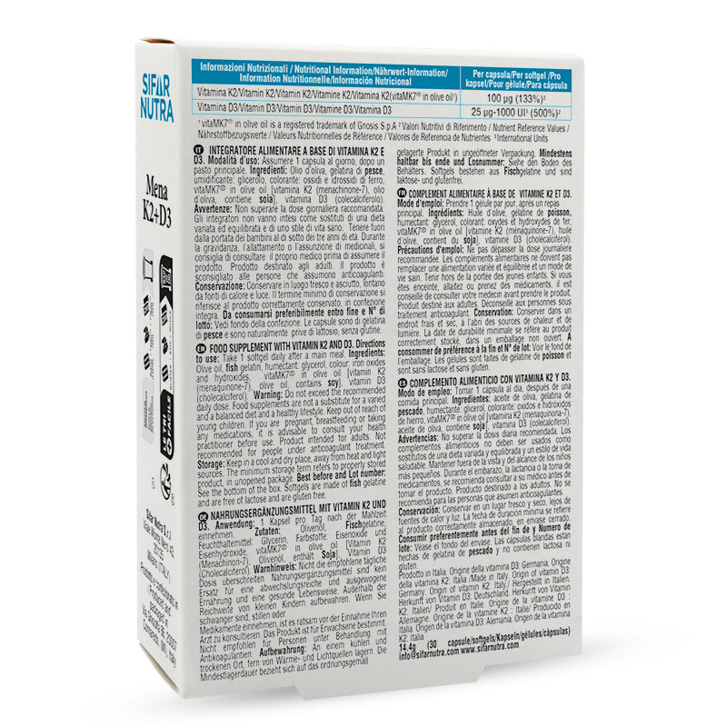 Sifar Nutra Bone Mena K2+D3 capsule 30 capsule vitamina D3 ossa