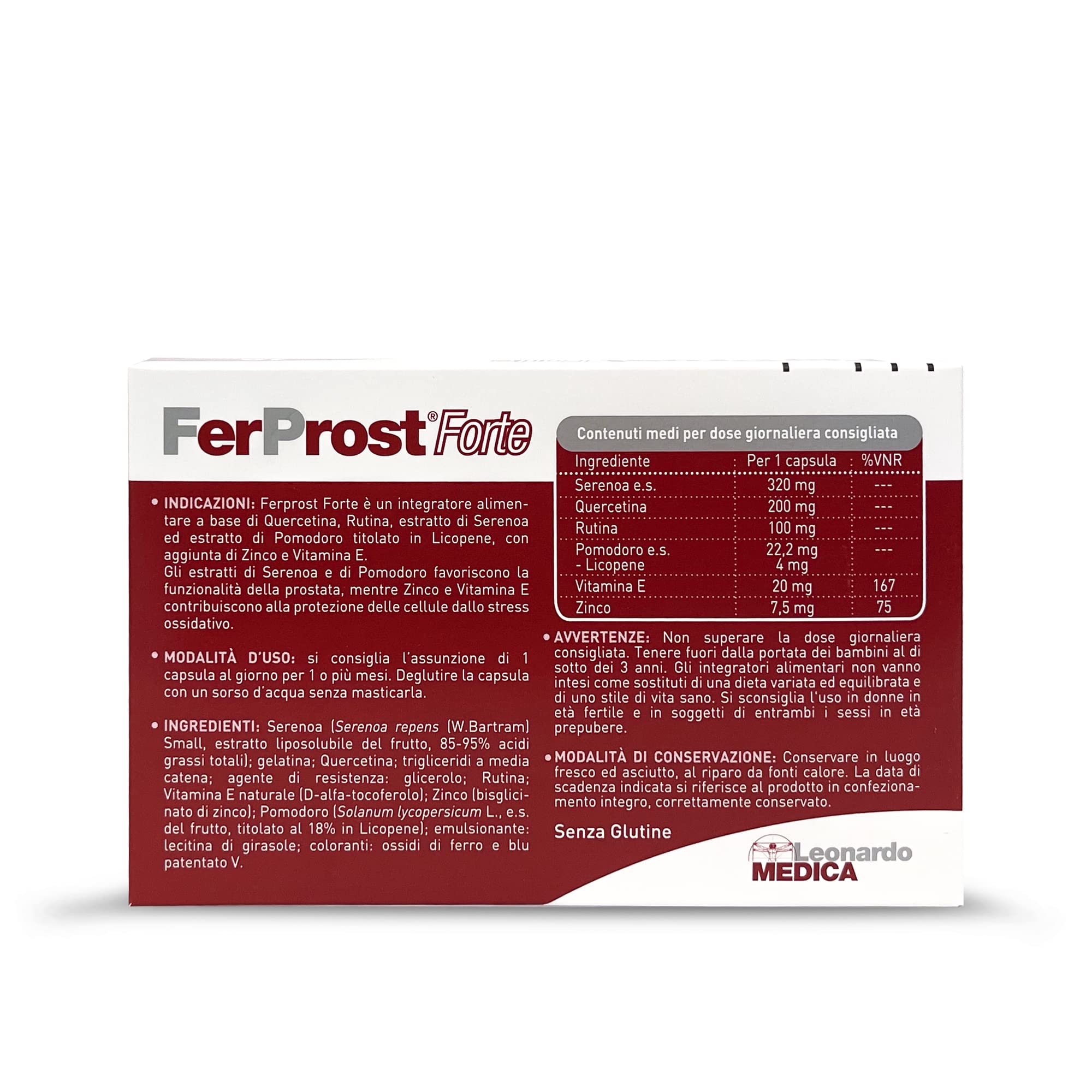 Leonardo Medica Ferprost Forte Integratore Prostata 15 Compresse