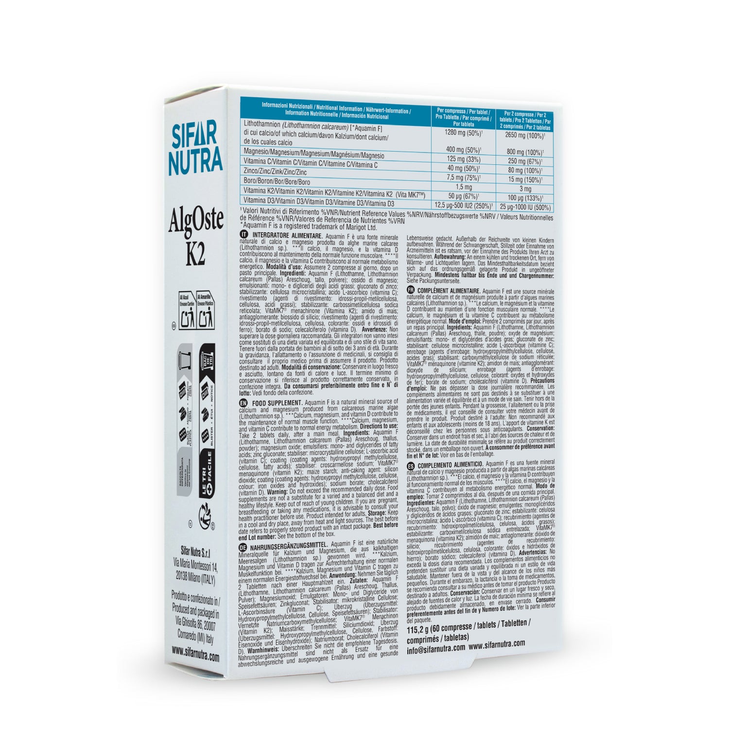 Sifar Nutra Bone Health Algoste K2 integratore ossa 120 compresse 2 box