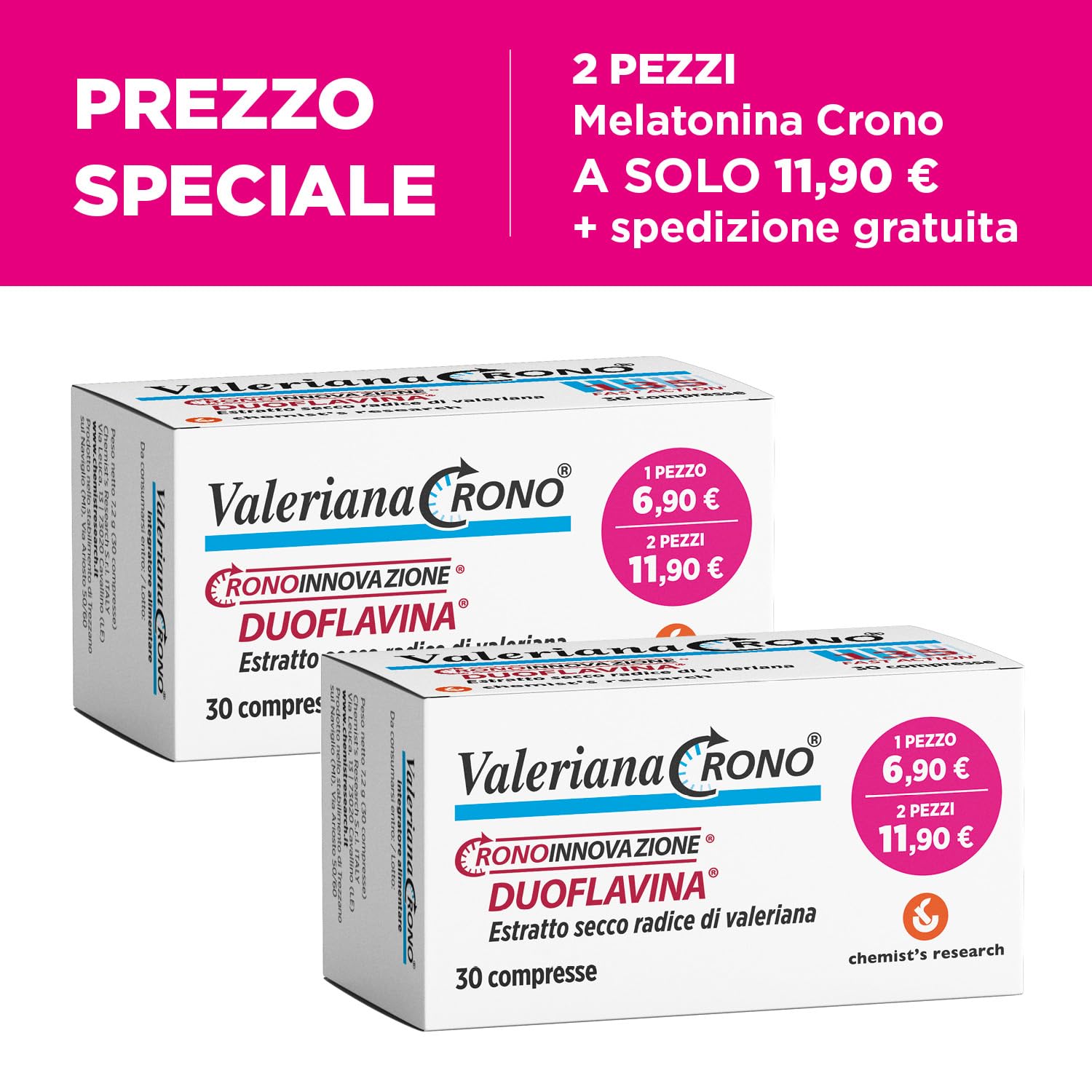 Chemist Research Valeriana Crono integratore 30 compresse sonno