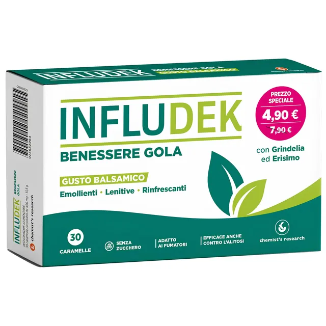 Chemist's Research Infludek 30 caramelle balsamico gola voce