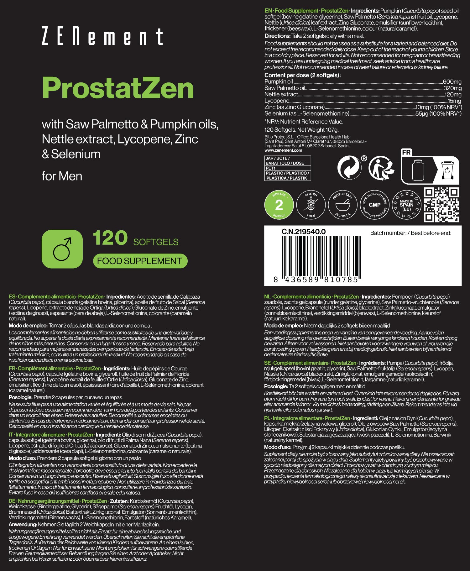 Zenement Salute Maschile ProstatZen integratore 120 softgel