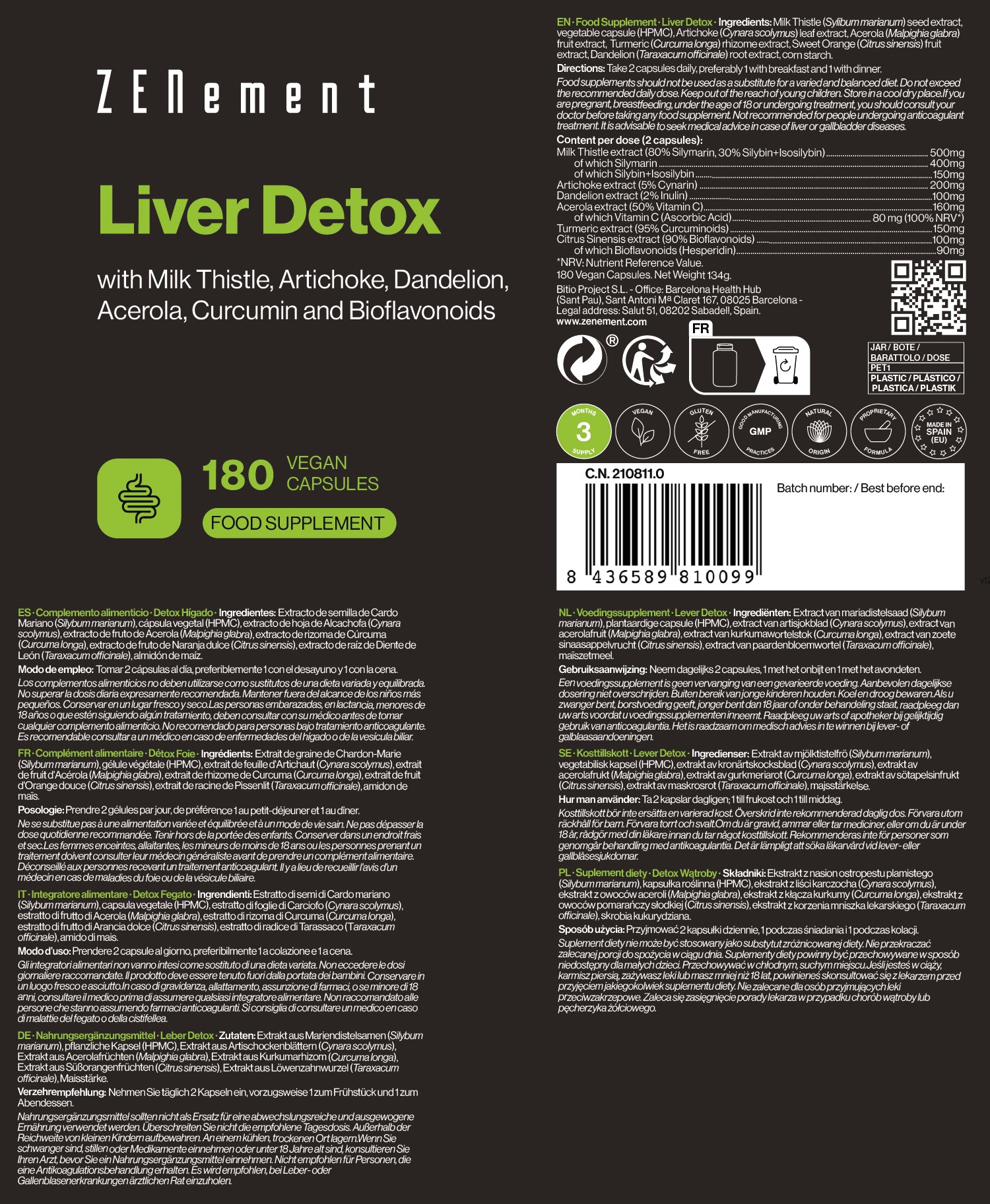 Zenement Salute Epatica Detox Fegato Cardo Mariano 180 Capsule