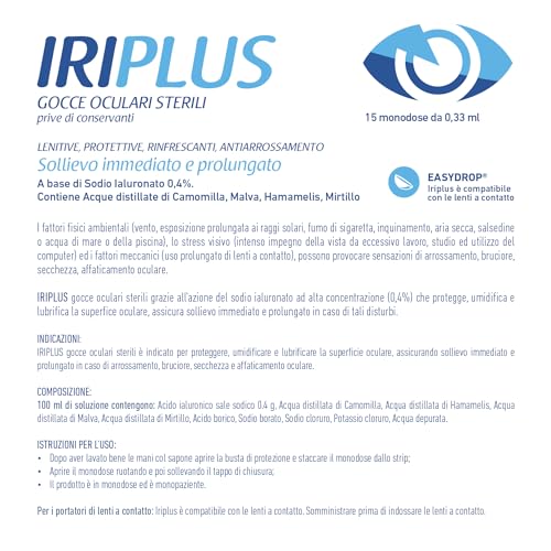 Chemist's Research Iriplus Gocce Oculari 15 Monodosi 0,4% Ialuronico