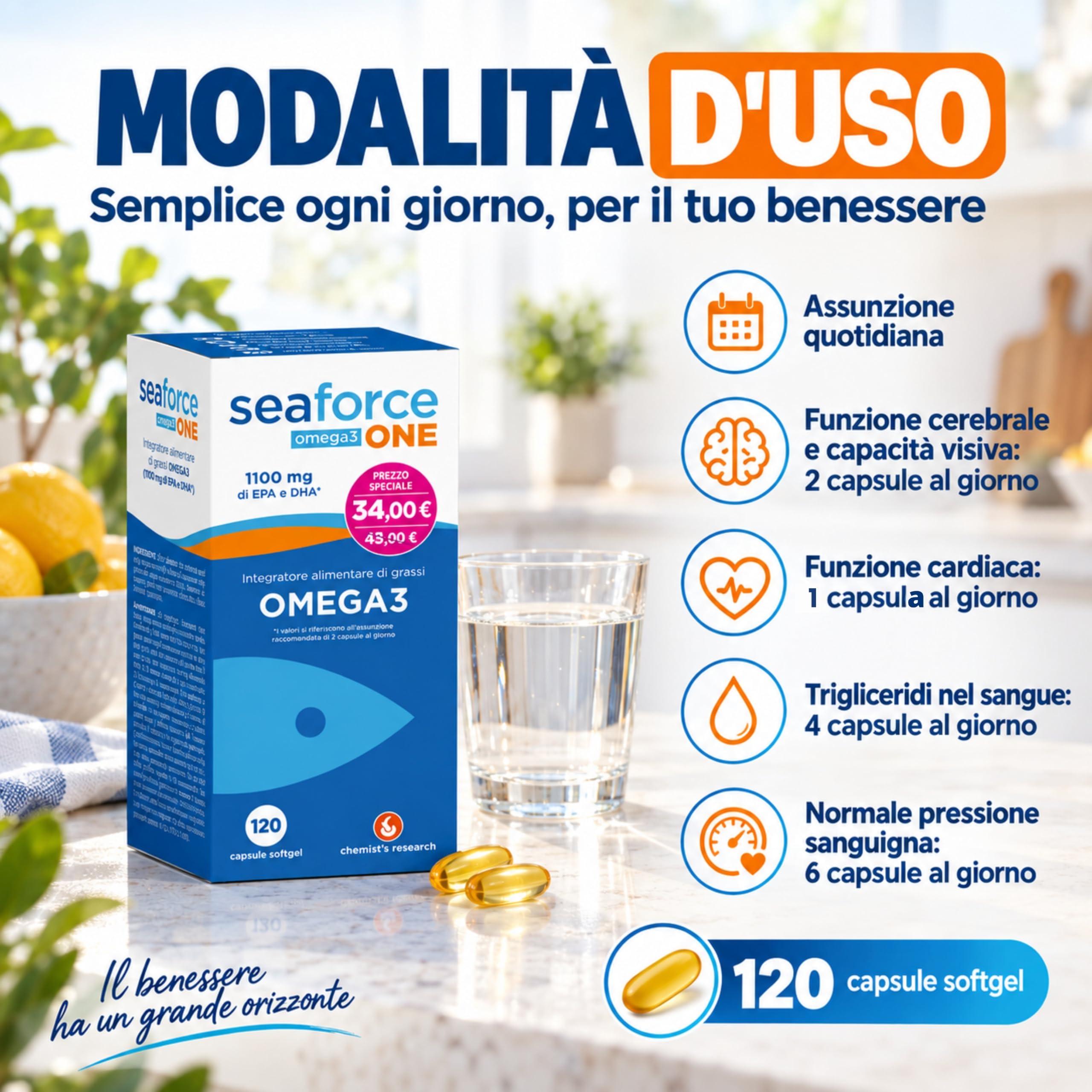 Chemist's Research SeaForce One Omega-3 120 Capsule EPA DHA
