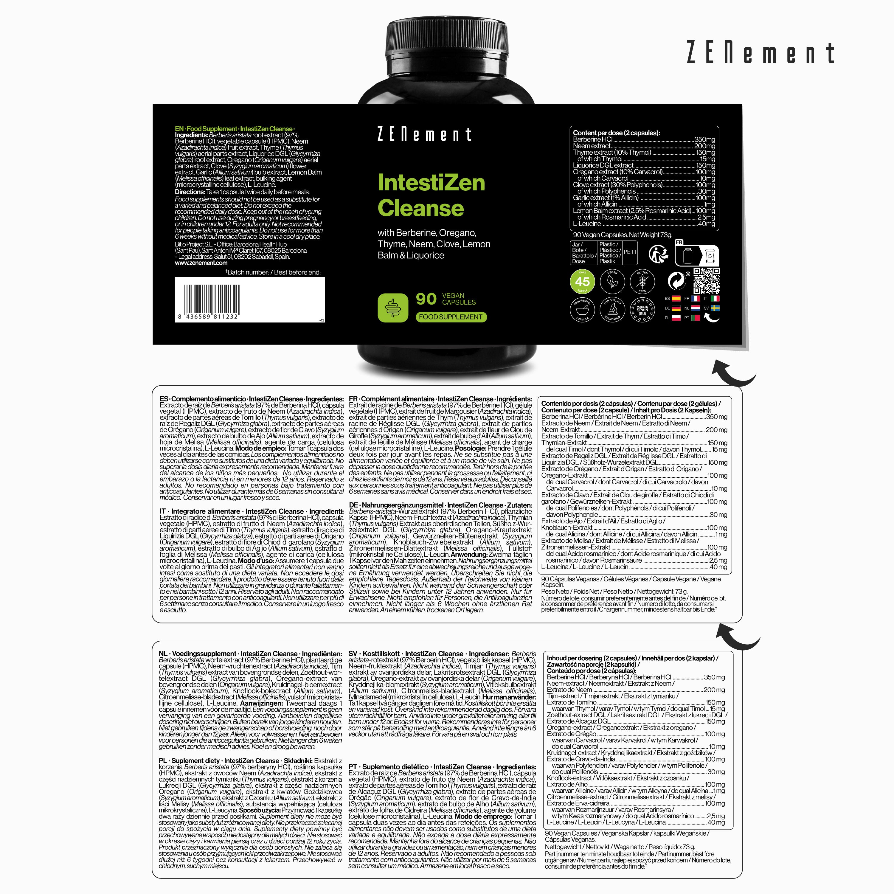 Zenement Digerente IntestiZen Cleanse capsule 90 cps berberina