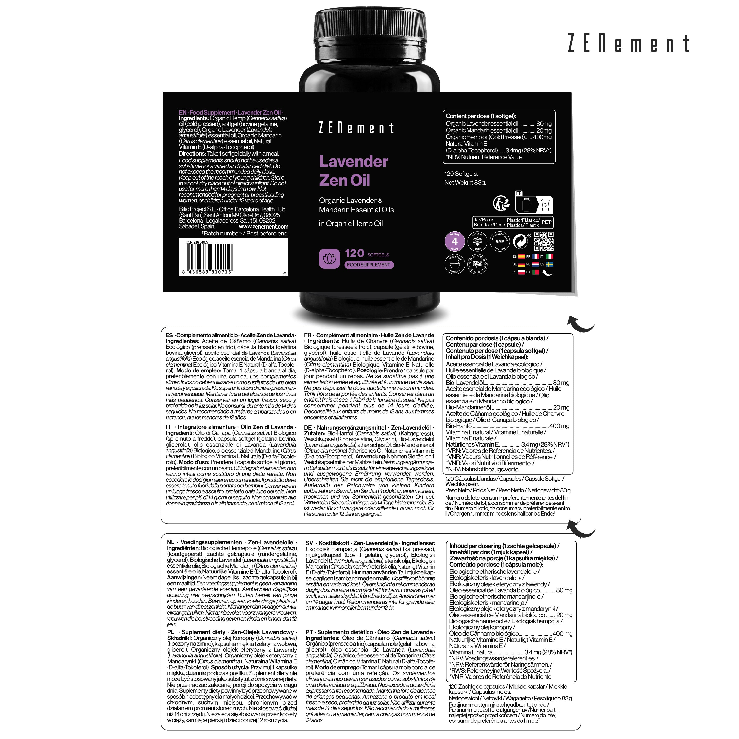 Zenement Olio Zen Lavanda Integratore 120 Capsule Softgel Bio