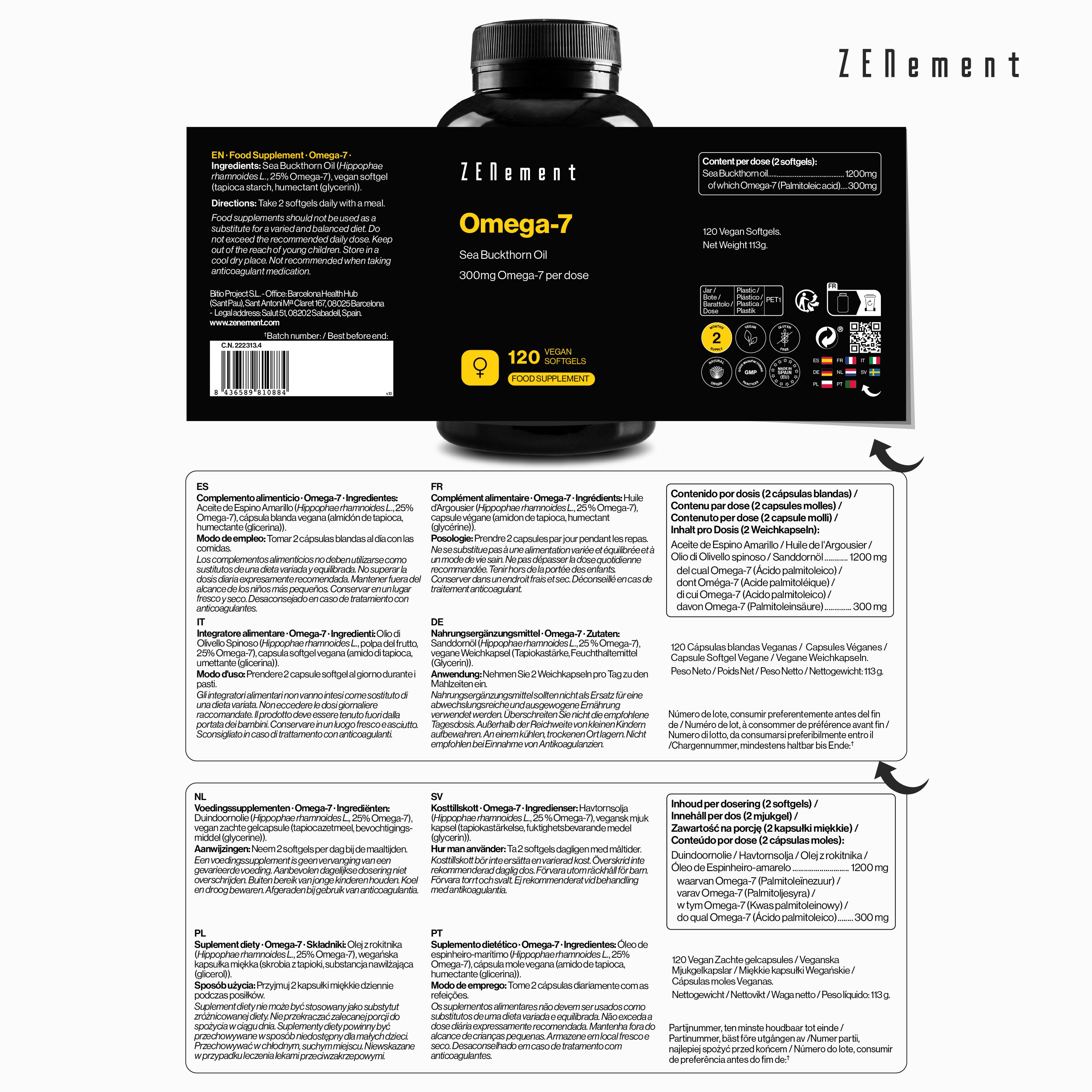 Zenement Bellezza Omega-7 Olivello Spinoso integratore 120 softgel