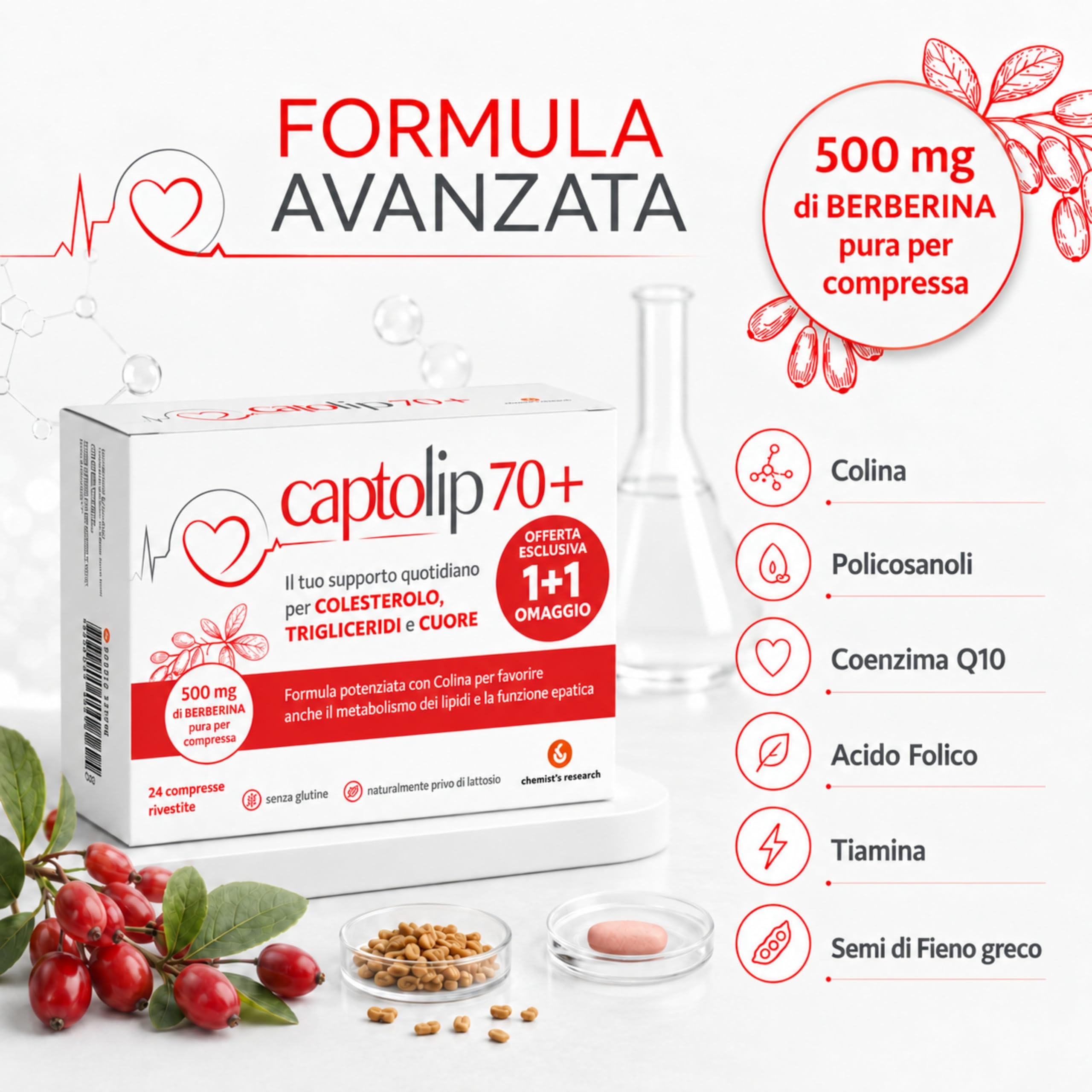 Chemist's Research Captolip 70+ Integratore 24 Compresse x2
