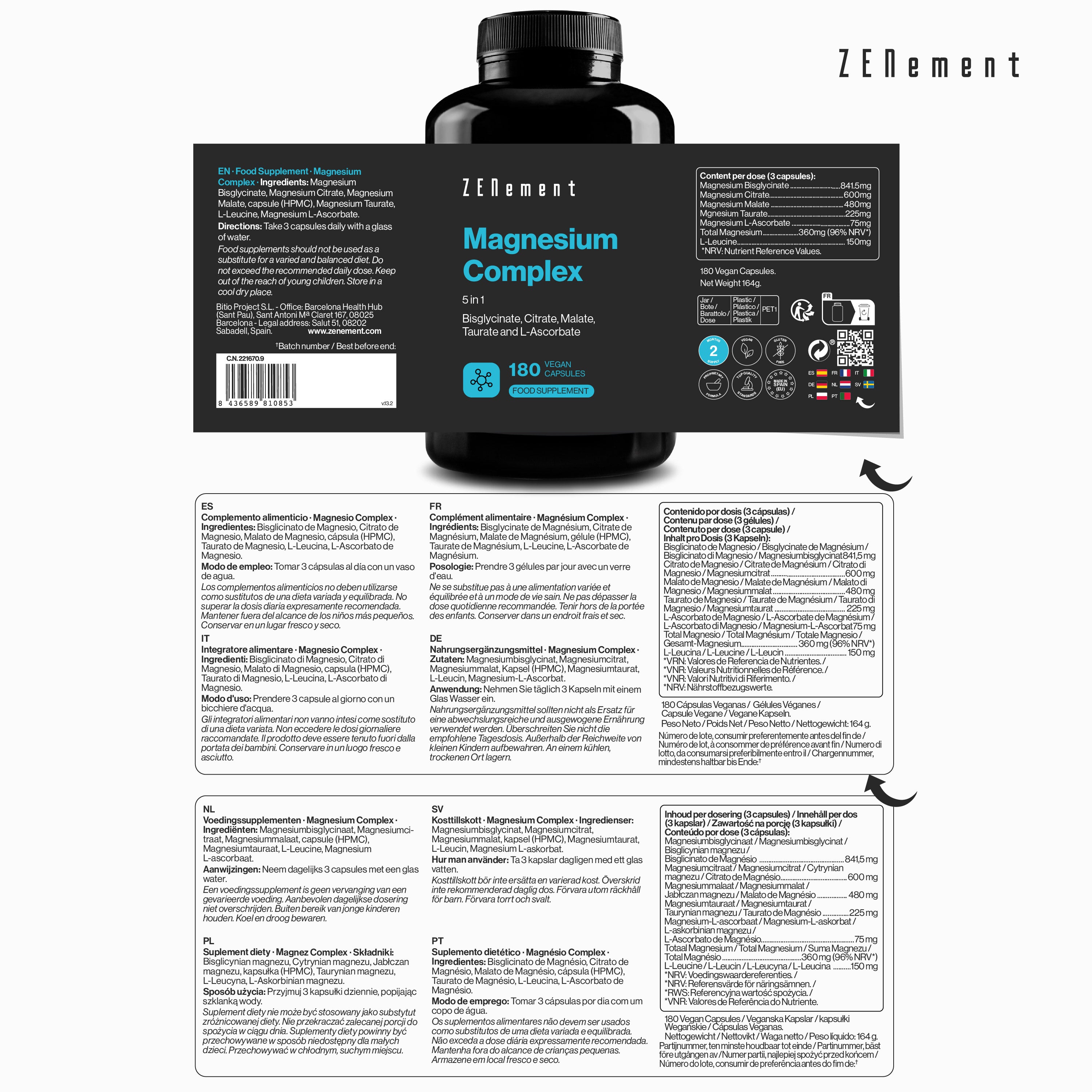 Zenement Vitamine Magnesio Complex 5 in 1 capsule 180 cps