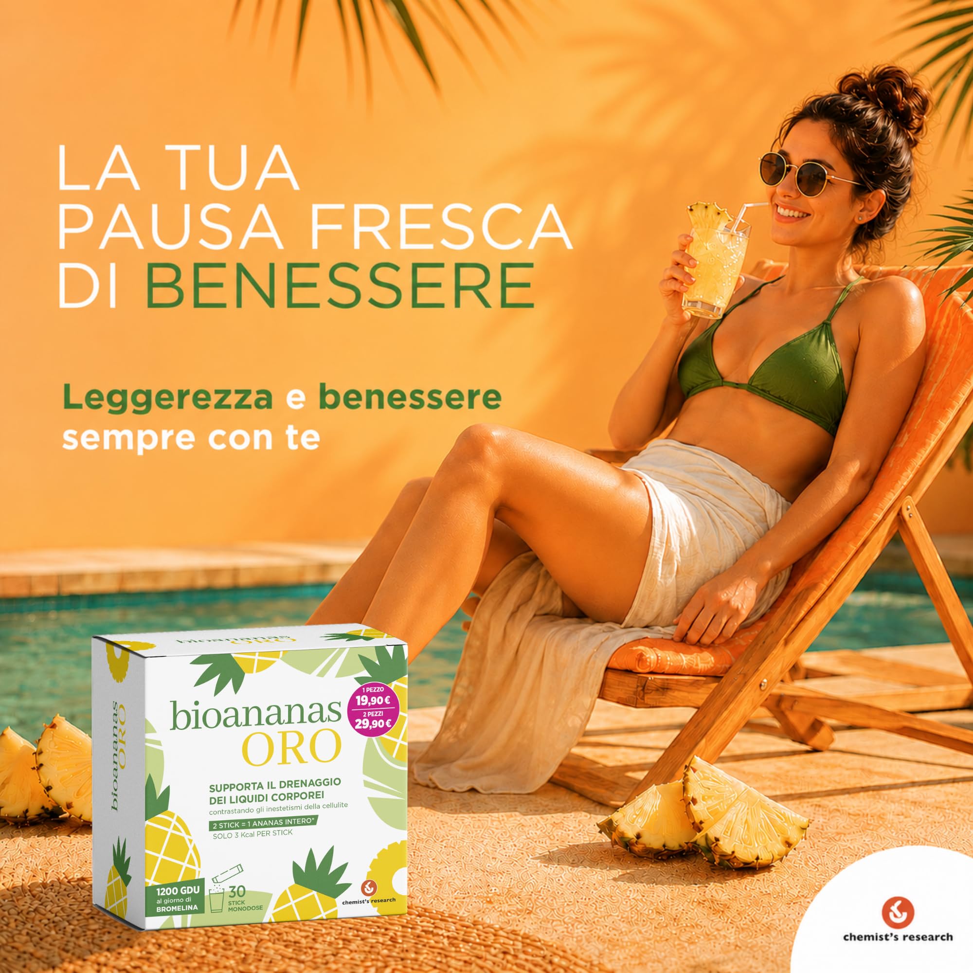 Chemist's Research Bioananas Oro Integratore 30 Stick Ananas x1