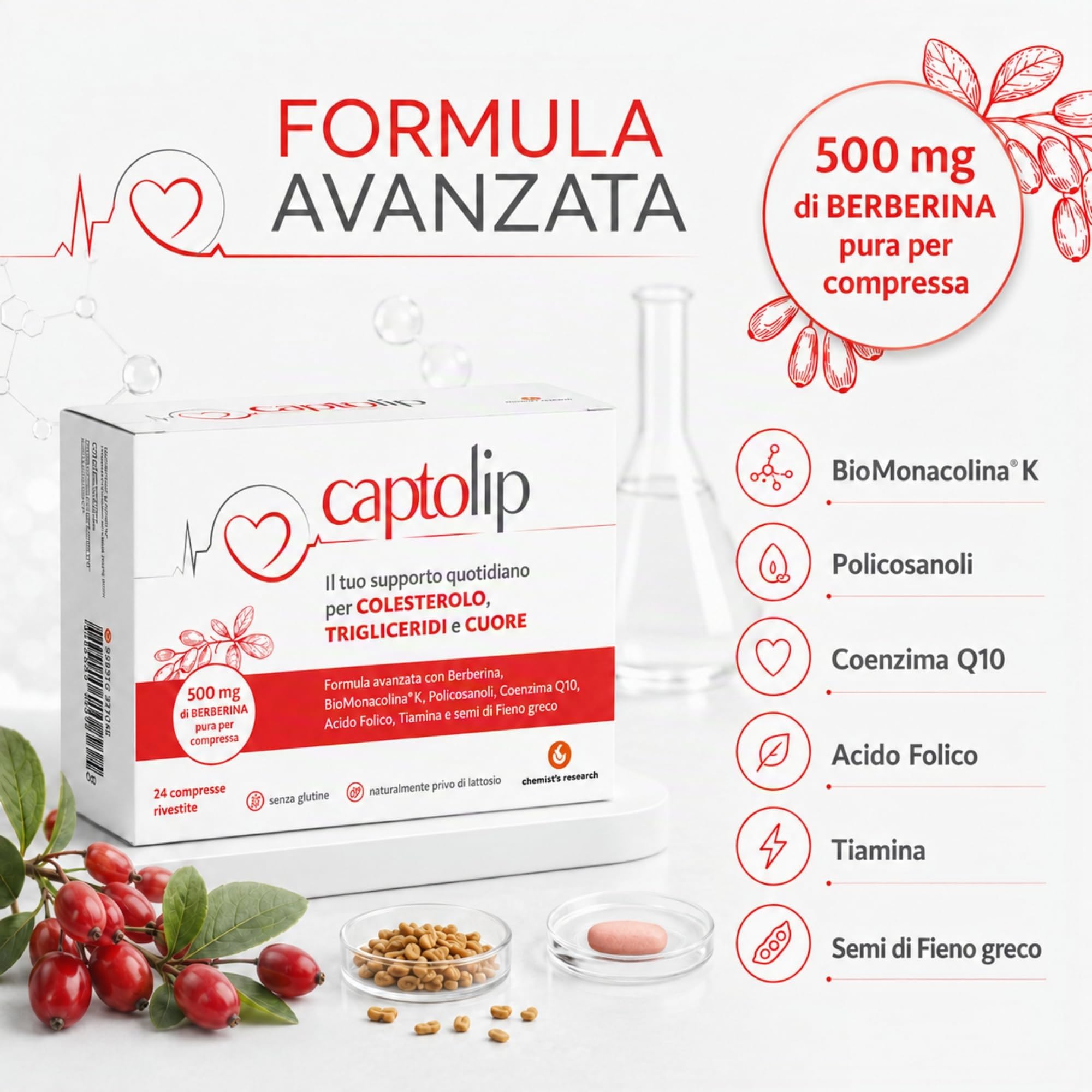 Chemist's Research Captolip Integratore 24 Compresse x2 Colesterolo